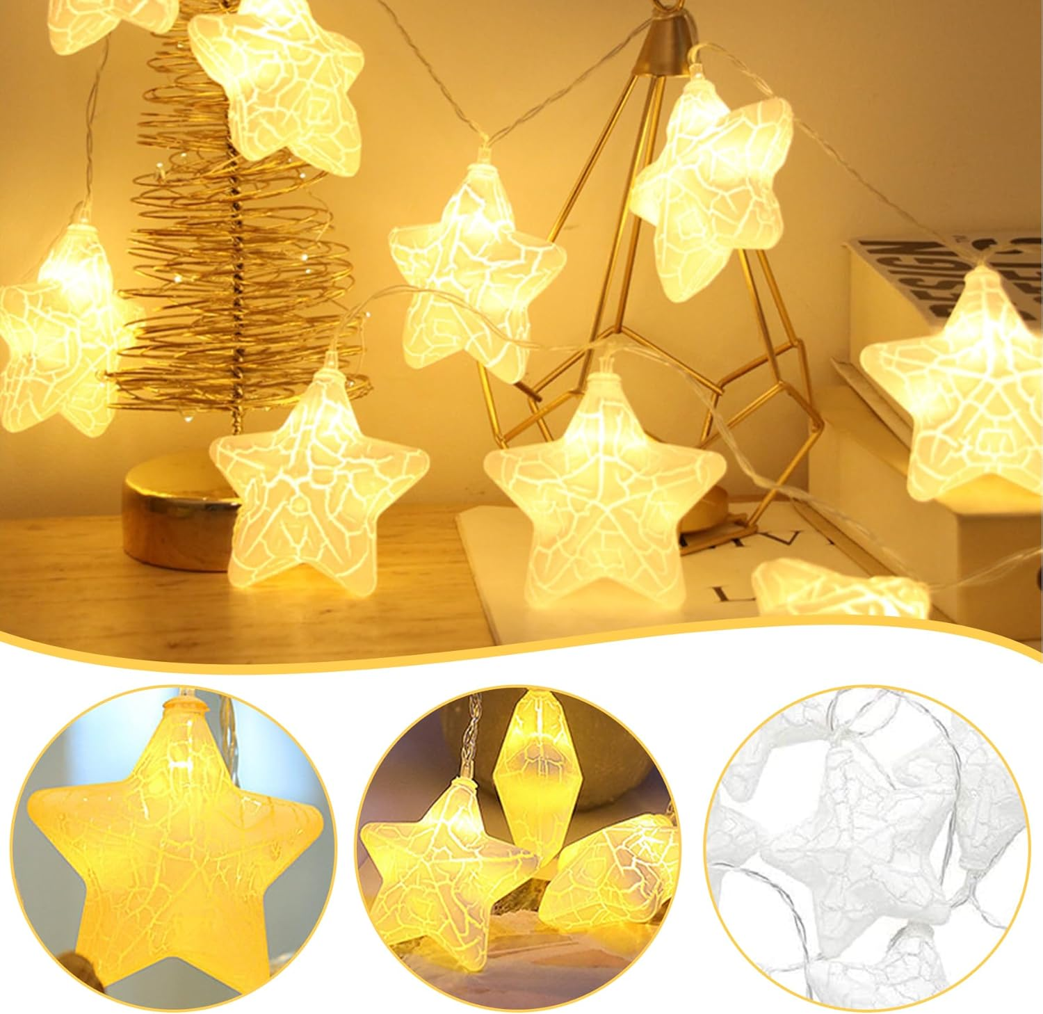 Fairy Lights Stars, 1.5 M 10 LED White Fairy Lights Battery, Children'S Fairy Lights, Children'S Room, LED Fairy Lights Children, Battery Operated, for Children'S Room, Bedroom, Garden image number 1