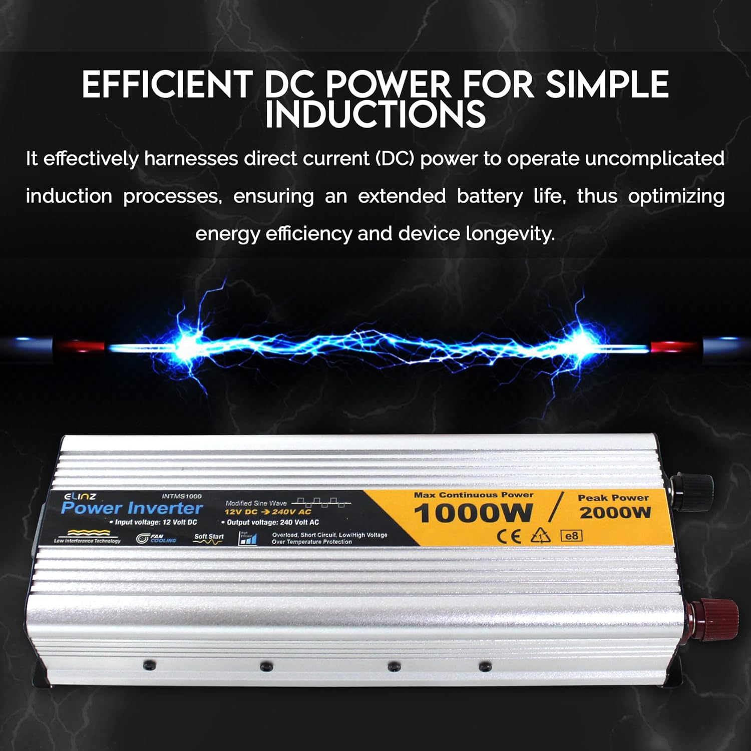 Elinz 1000W / 2000W 12V-240V Power Inverter Modified Sine Wave Camping Caravan Boat 2 Years Wty USB, >90% Efficiency, Compact, High Voltage Input Protection image number 6