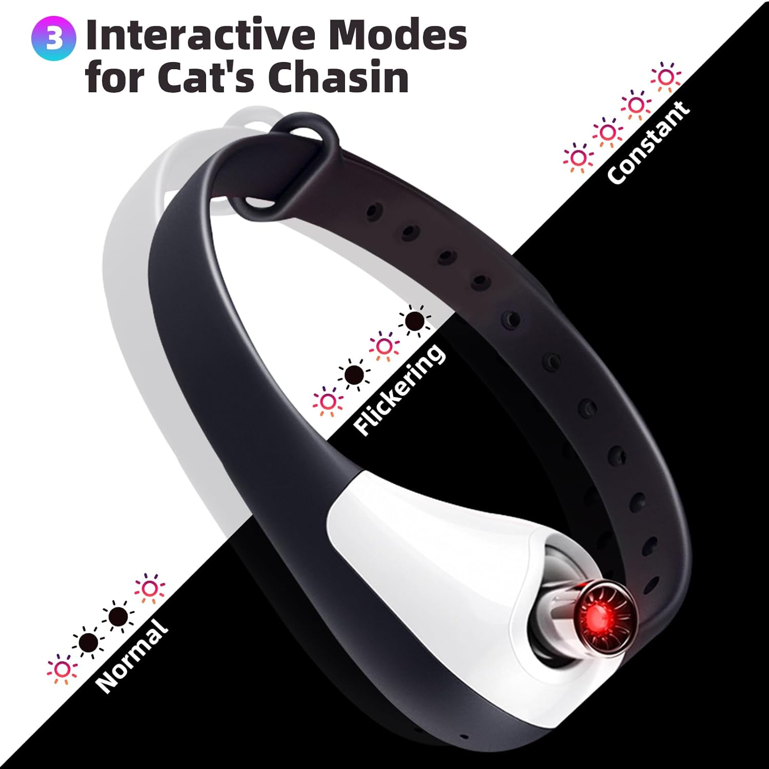 Rechargeable Interactive Laser Collar Toy for Indoor Cats Kittens,Adjustabl Electric Cat Collar Smart Toy,Pets Cats Exercise Toy with LED Lights image number 1