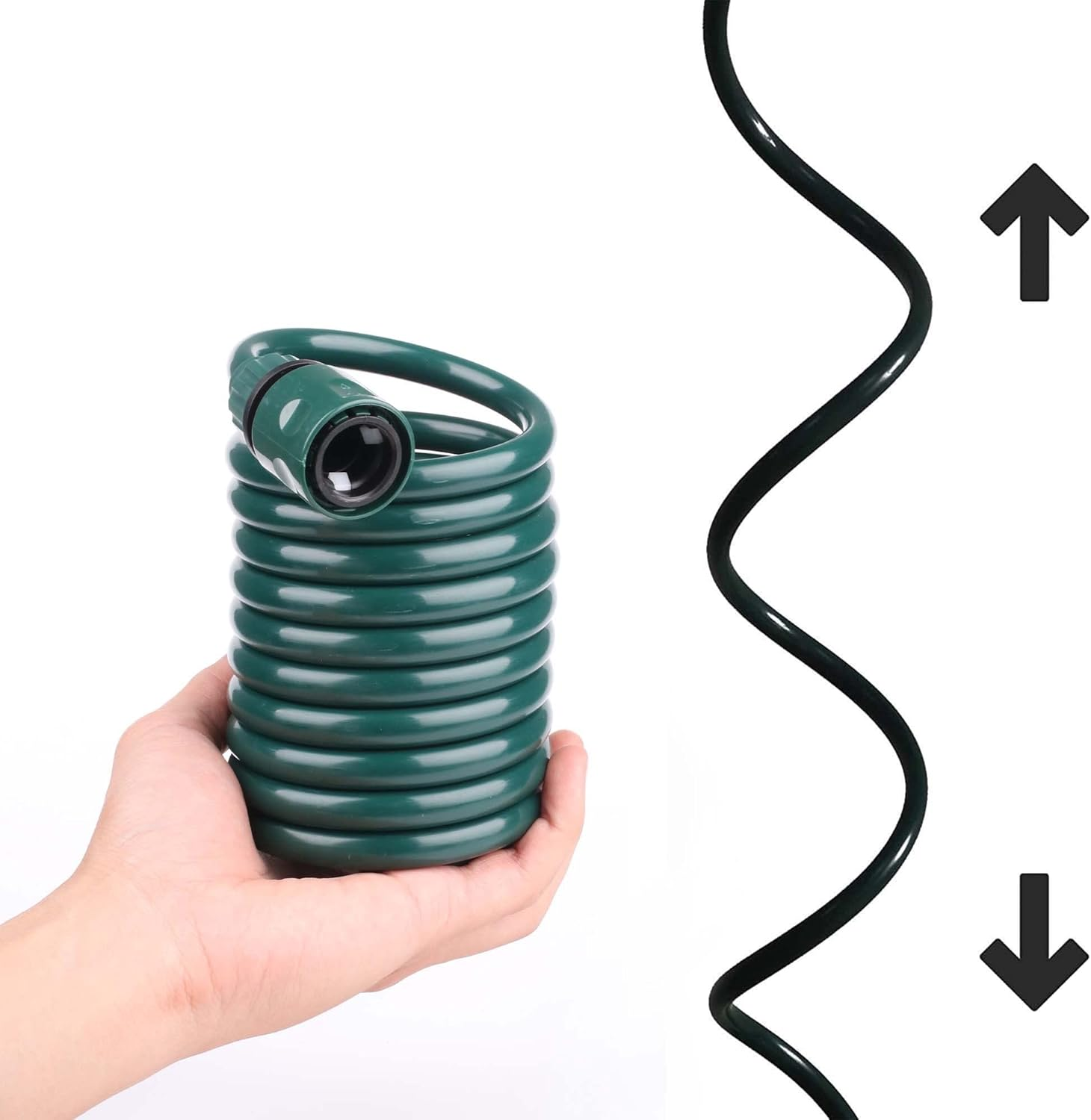 EVA Recoil Garden Hose for Outdoor: Retractable Water Hoses with Nipple QD Fittings - Lightweight and Corrosion Resistant for Yard Boat (10FT, Green) image number 1