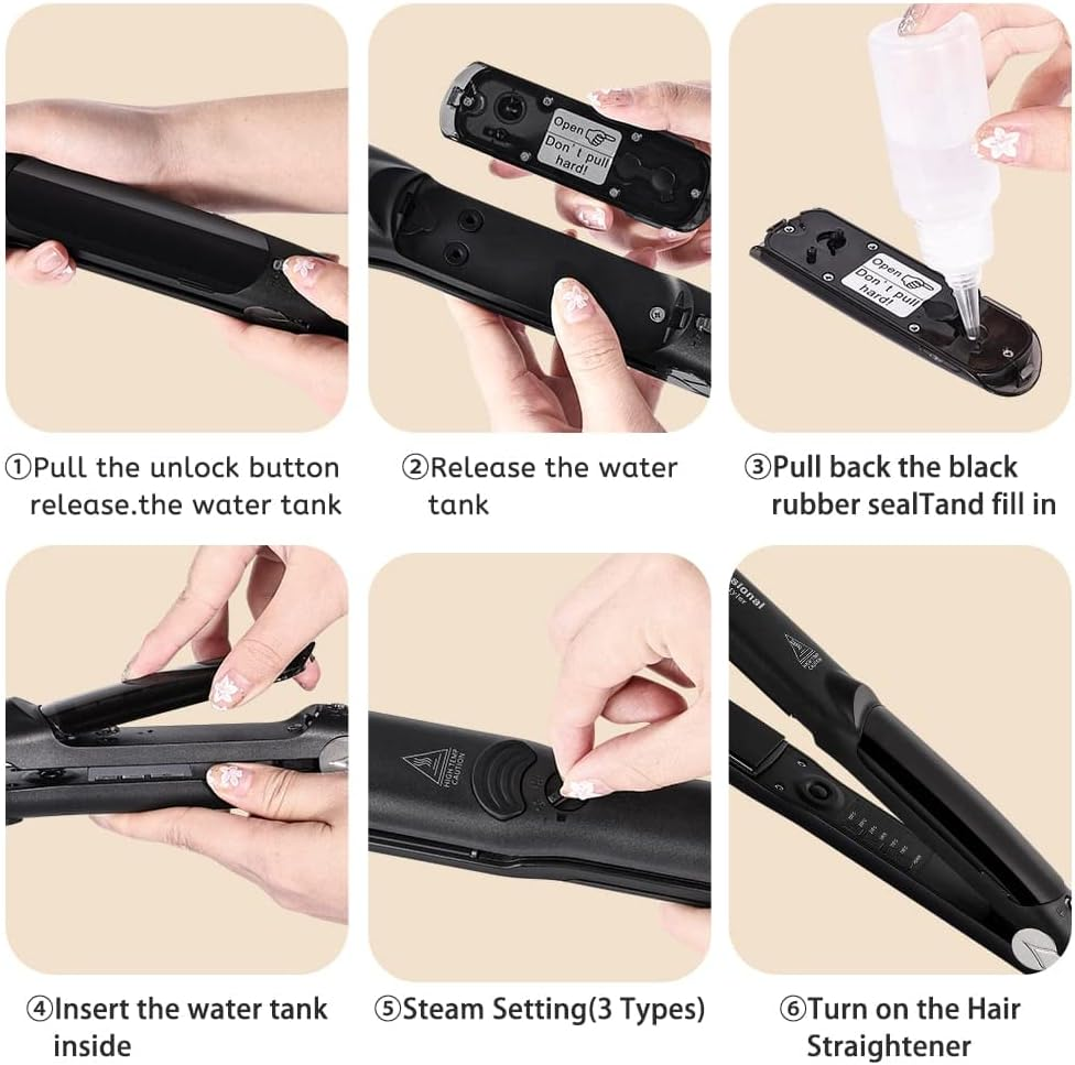 Professional Steam Hair Straightener Ceramic Vapor Hair Flat Iron Seam Hair Straightening Iron Curler Steamer Hair Styling Tool image number 5