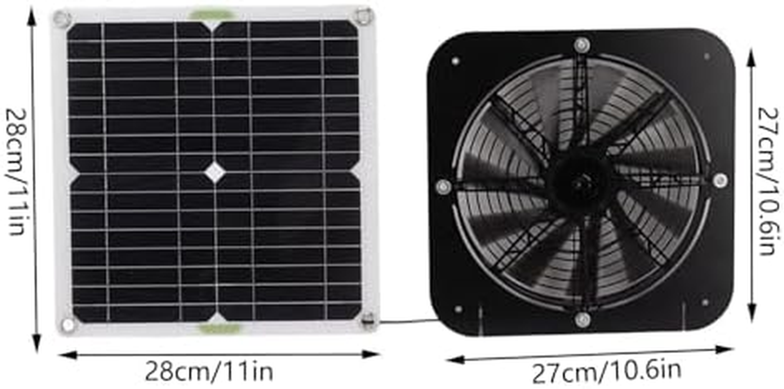 Omabeta 13.5 Inch 100W Solar Powered Fan, Solar Panel Fan Kit for Greenhouse Chicken Coop with 3000 RPM Auto Speed Adjust