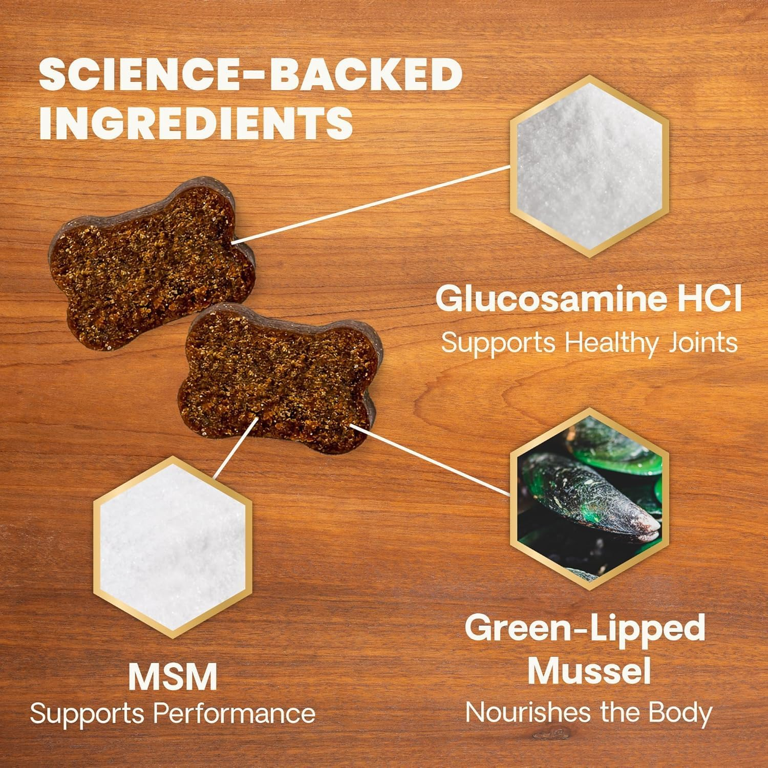 Vetriscience Extra Strength Healthy Hip & Joint Chews, Glycoflex Glucosamine and Green-Lipped Mussel Joint Support Supplement for Dogs, Promote Mobility and Soothe Joint Discomfort, Chicken, 120 Count image number 5