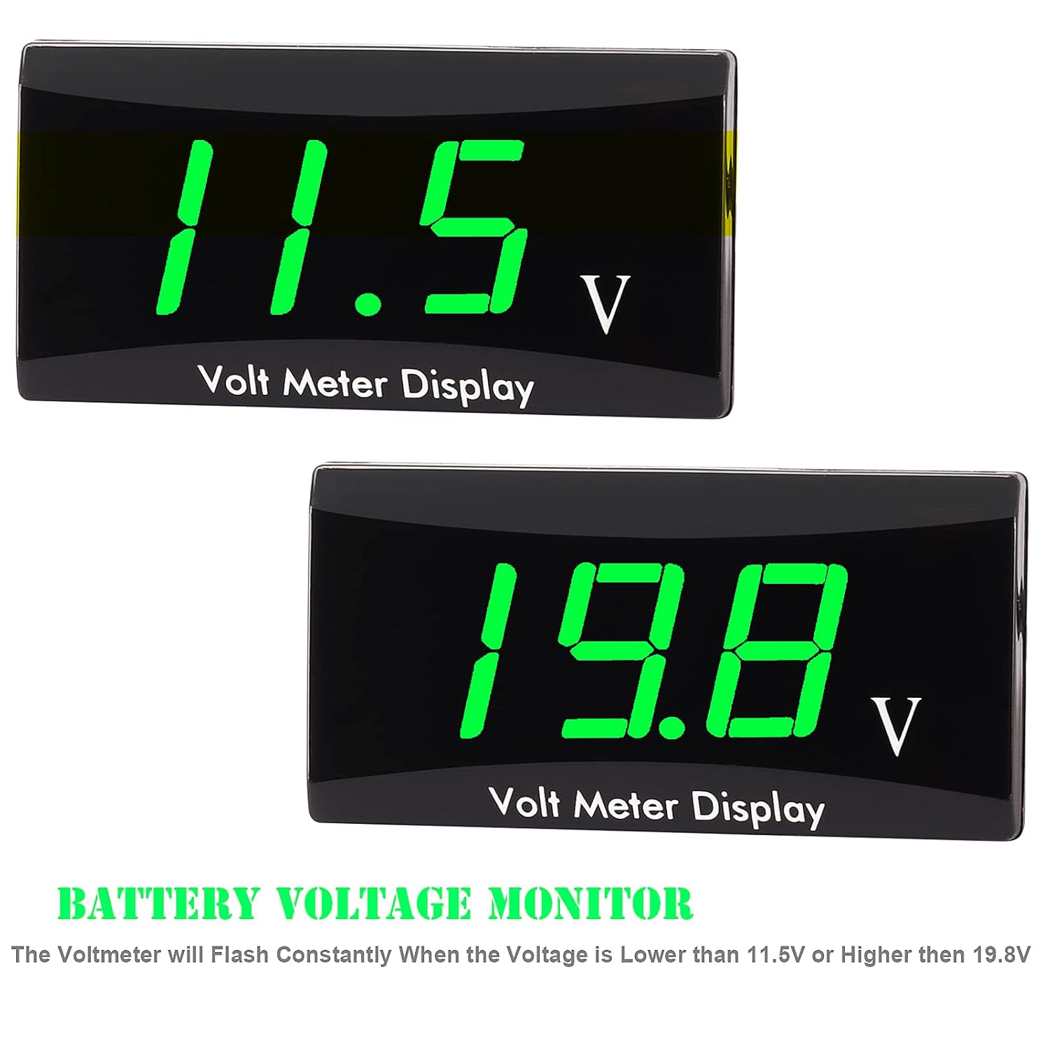 [Upgraded Version]Kinstecks Motorcycle Voltmeter DC 12V Digital Voltmeter Gauge LED Display Voltage Meter for Motorcycle Car Battery Voltage Monitor-Green image number 6