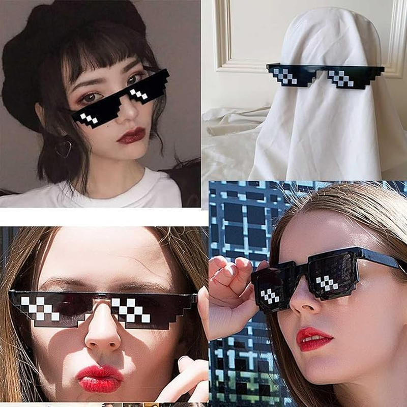 ATDORO Thug Life Sunglasses, 3 Pack Men Women Kids Pixel Mosaic Glasses, MLG Shades for Photo Props or Halloween Party image number 6