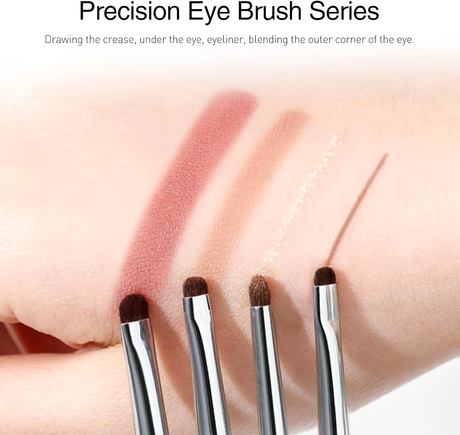 4-Pcs Mini Smudge Brush for Eyeliner,Eyeshadow Brushes,Eyeliner Brush for Eye Liner Blending, Highlighting Brush,Concealer Brush, Natural Bristles Pony Hair Eye Makeup Brush Sets image number 2