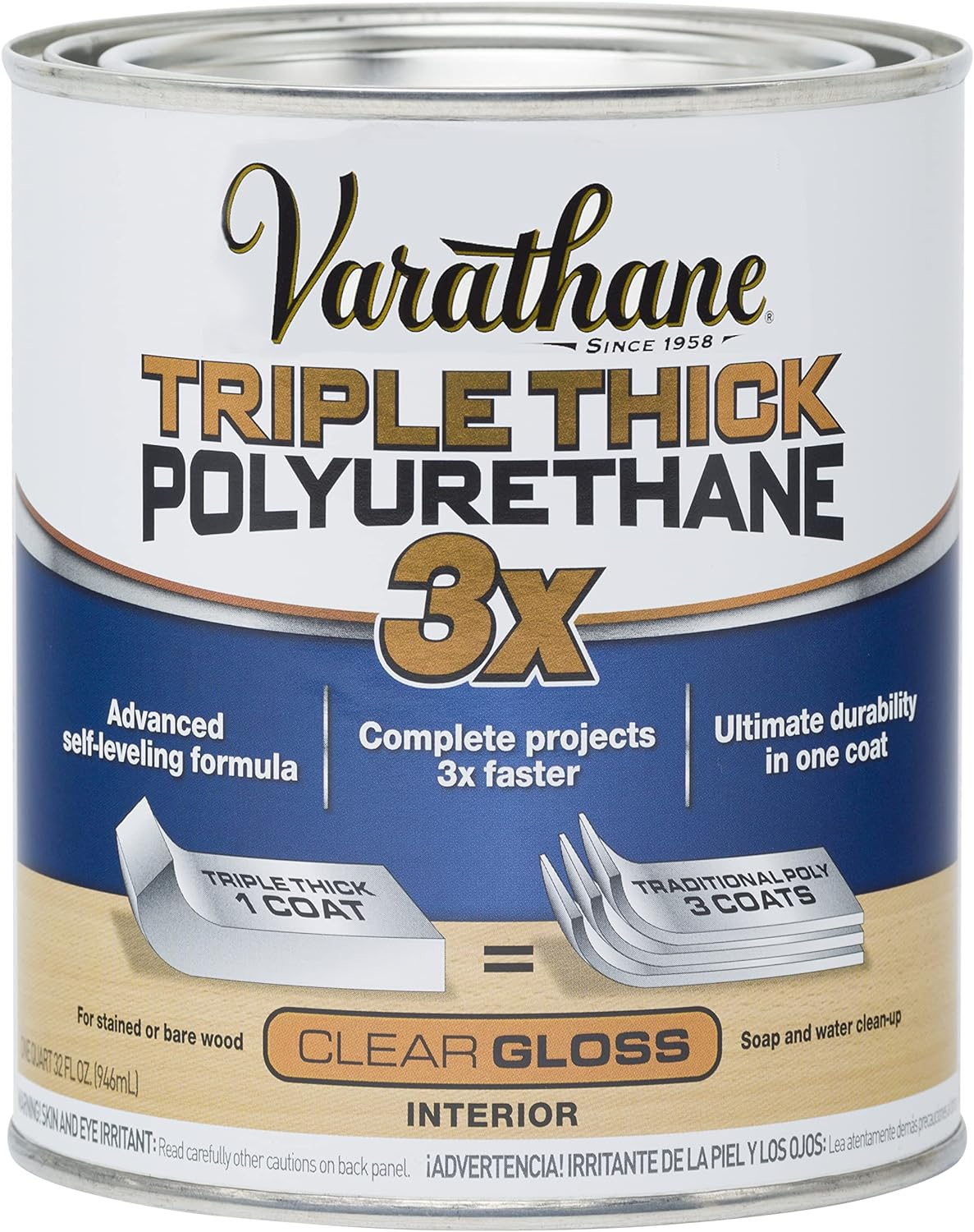 Rust-Oleum 284470 Varathane Triple Thick Polyurethane, Gloss