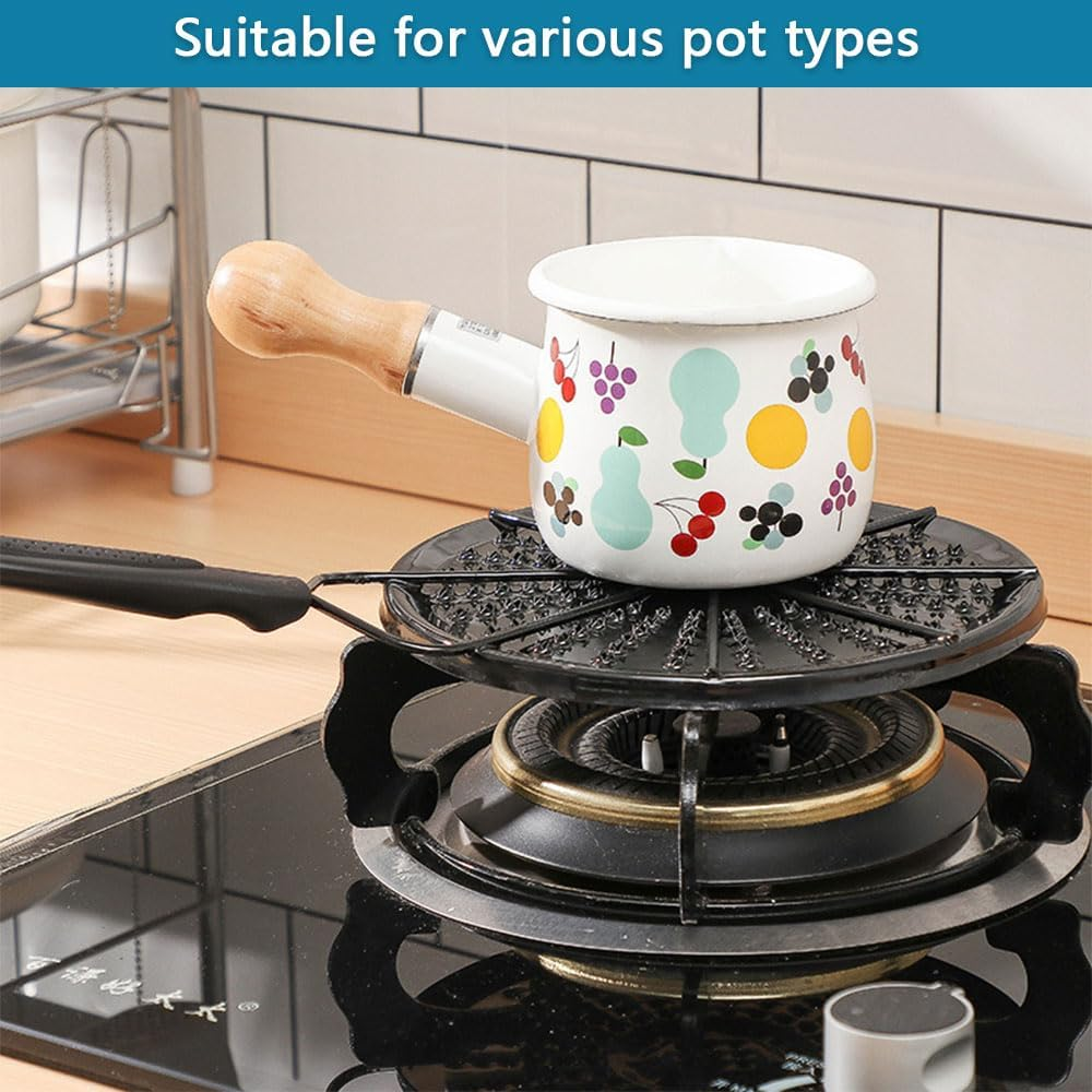 Heat Diffuser Plate for Gas & Electric Stoves, Cast Iron Thermal Conduction Plate, Even Heat Distribution, Non-Slip Handle, Ideal for Hot Pots, Milk, Simmering, and Stovetop Cooking
