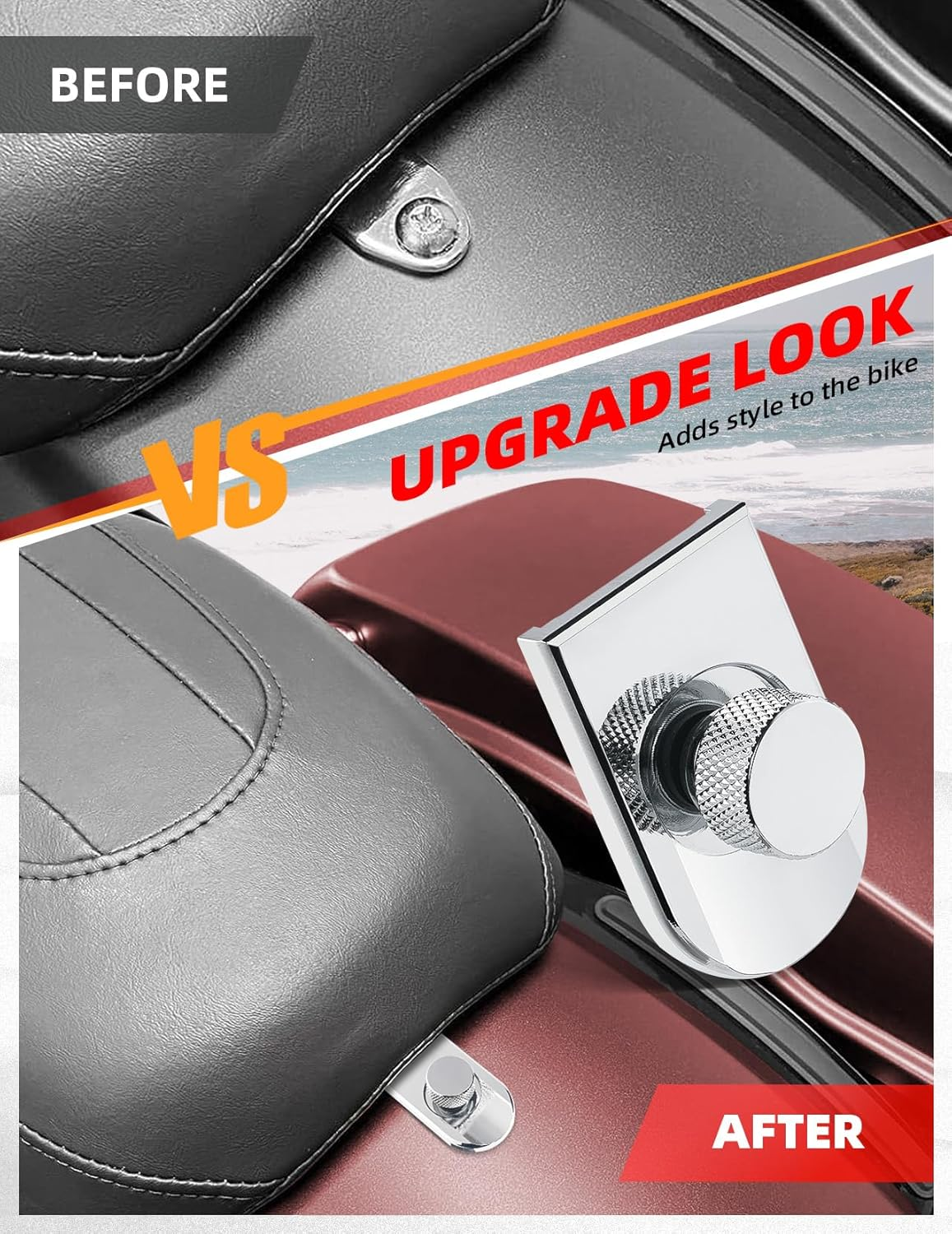 Amazicha Chrome Stainless Steel Seat Bolt Tab Screw Mount Knob Cover Compatible for Harley Davidson Sportster Softail Touring Dyna 1996-2022 - Black image number 3