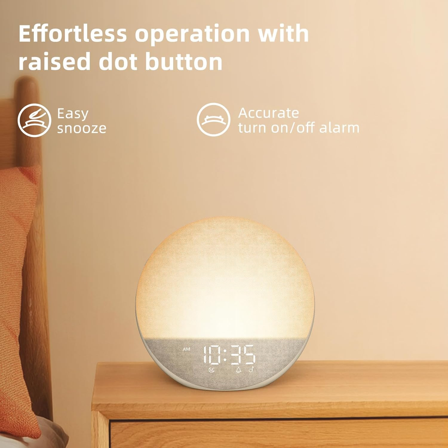 Sunrise Alarm Clock White Noise Machine: Natural Wake up Light - Dimmable Clock with Bluetooth Speaker for Bedroom - 25 Sleep Sounds for Baby Adults Kids Putty image number 4