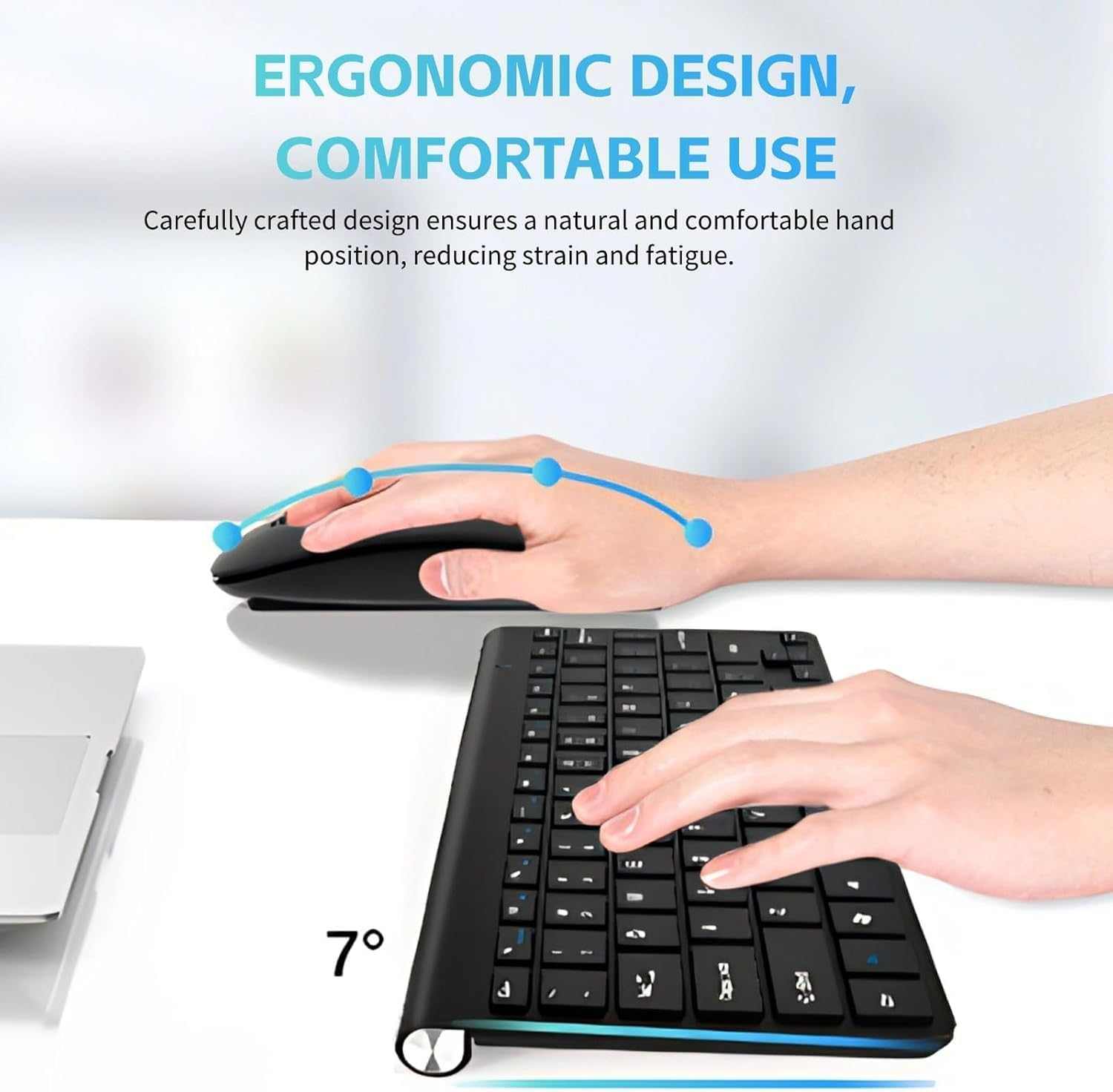 Bluetooth Keyboard and Mouse Set for Mac, Wireless Bluetooth Dual-Mode Office Keyboard and Mouse Combo, 2.4G Ultra-Thin Compact Quiet, for Windows, Computer, Desktop, PC, Notebook, Laptop (Gold) image number 2