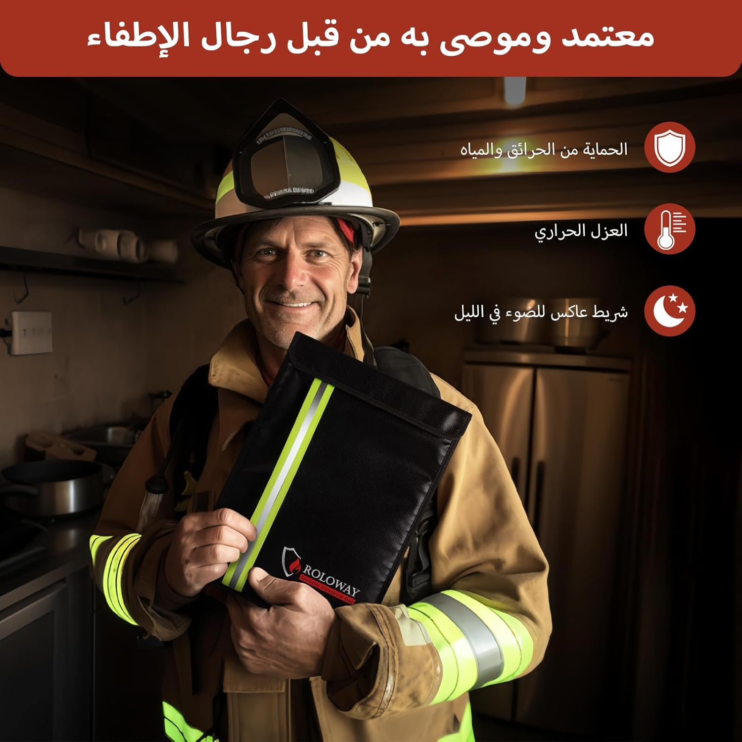 Fireproof Document Bag (15.5 X 11.5 Inch) with 5200℉ Aluminum Foil Layer, Fireproof Bag for Documents Safe with 2 Pockets, Fireproof Waterproof Document Bag, Fireproof Money Bag (Black) image number 5