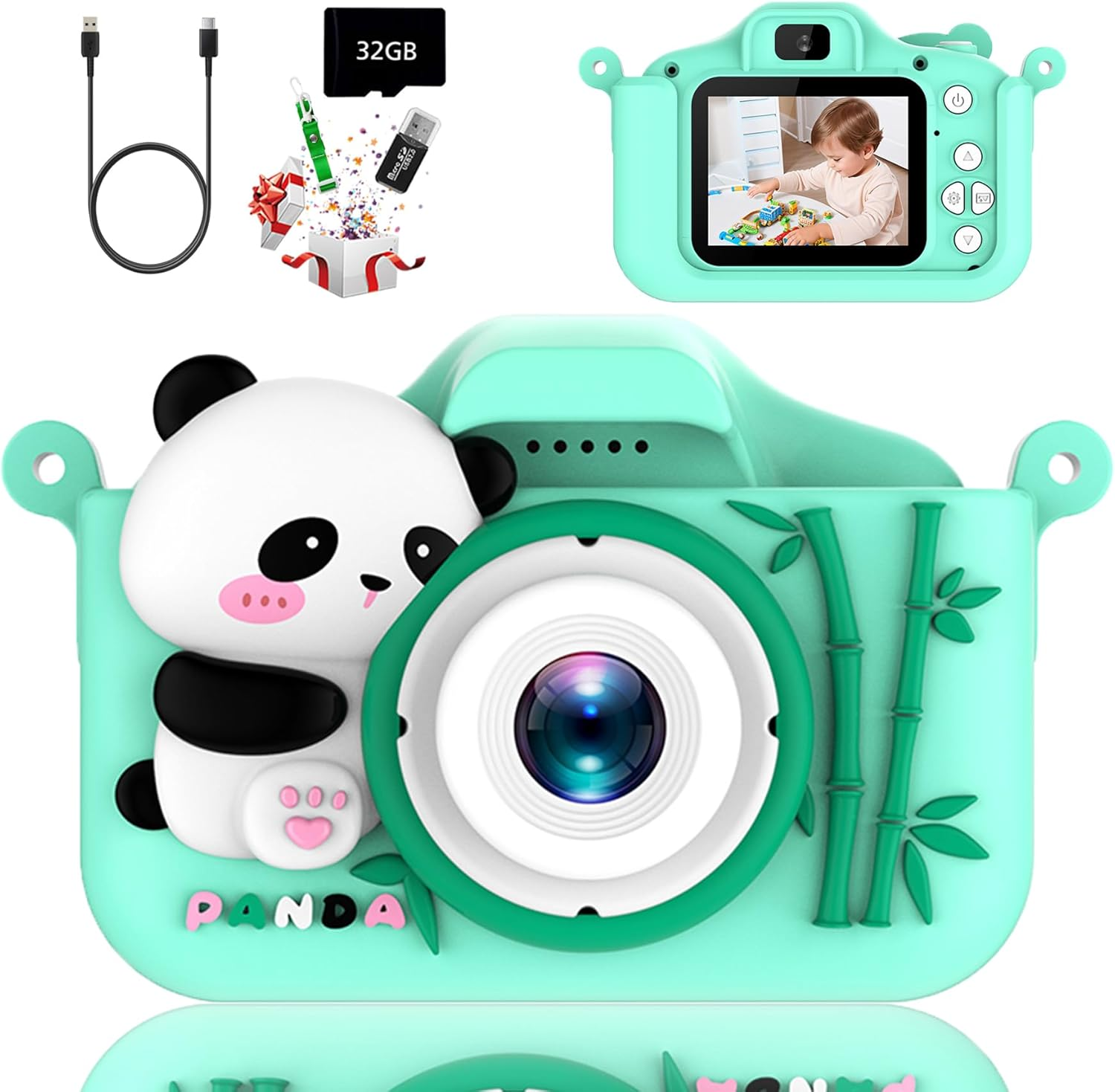 Kids Camera Gifts for 3-8 Year Old Boys Girls, IGGDOQI Children Digital Camera with Silicone Cover, HD Video 2 Inch Screen for Outdoor Play with 32GB TF Card & Card Readers for Boys Girls Gift (Pink)