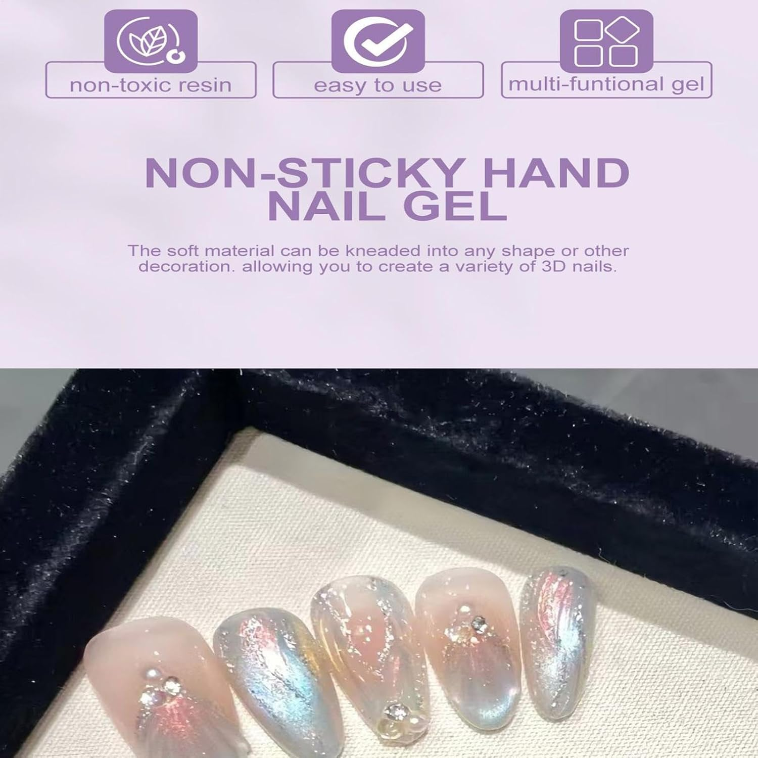 3D Nail Gel - Solid Builder 5 Colors 3D Nail Design Gel | Non-Stick Tool Kit, Manicure Set with Carving Pen for Molding, Building & Painting image number 2