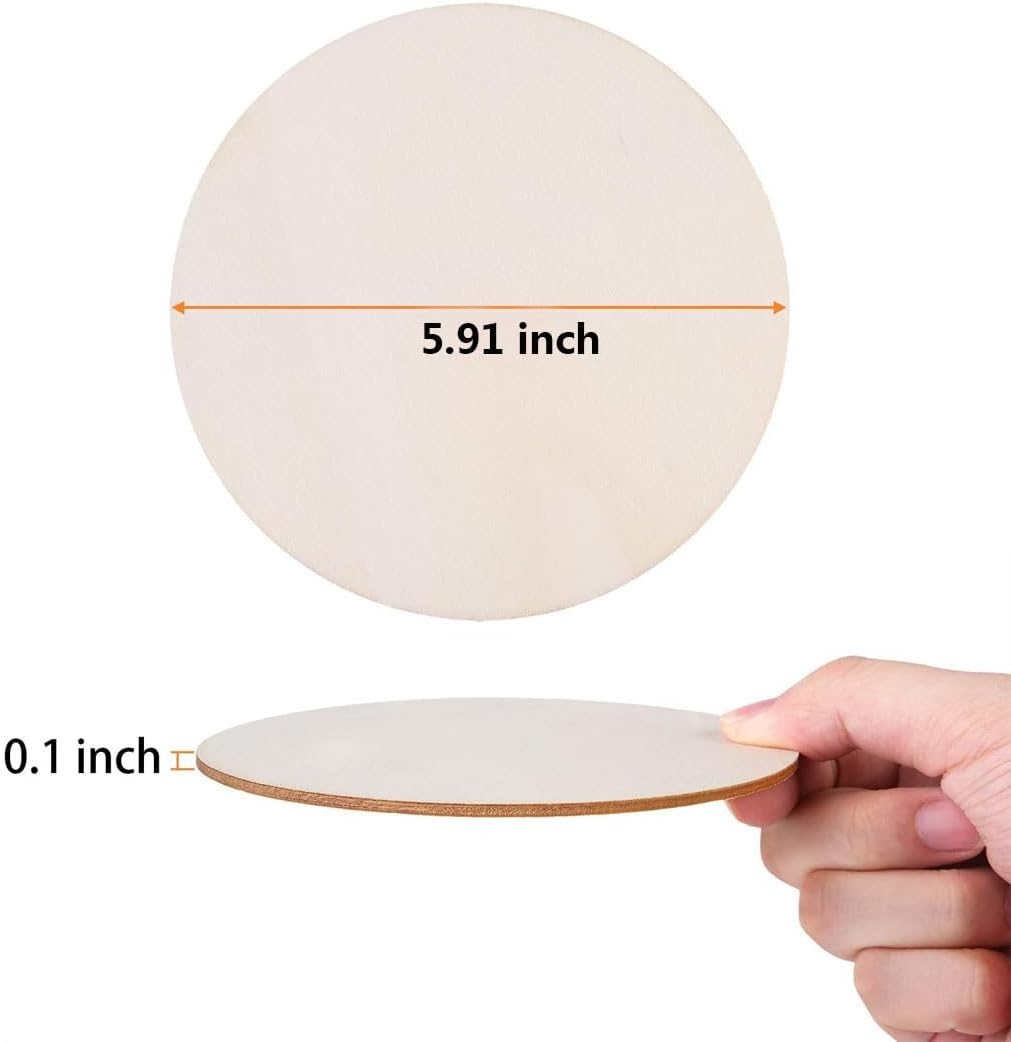 30 Pcs Wood Rounds Discs for Crafts 6 Inch Unfinished Wood Crafts Wood Blanks Circles for Crafts Wooden Discs for DIY Christmas Home Decor Painting and DIY Home Decor image number 1