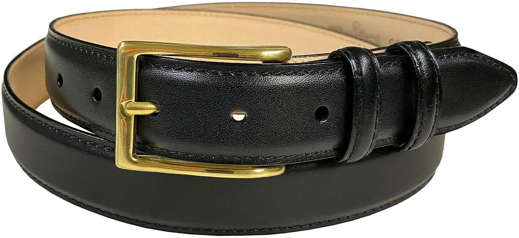 Adam Gold Men'S Genuine Italian Calfskin Leather Dress Belt 1-1/8"(30Mm) Wide Polished Buckle