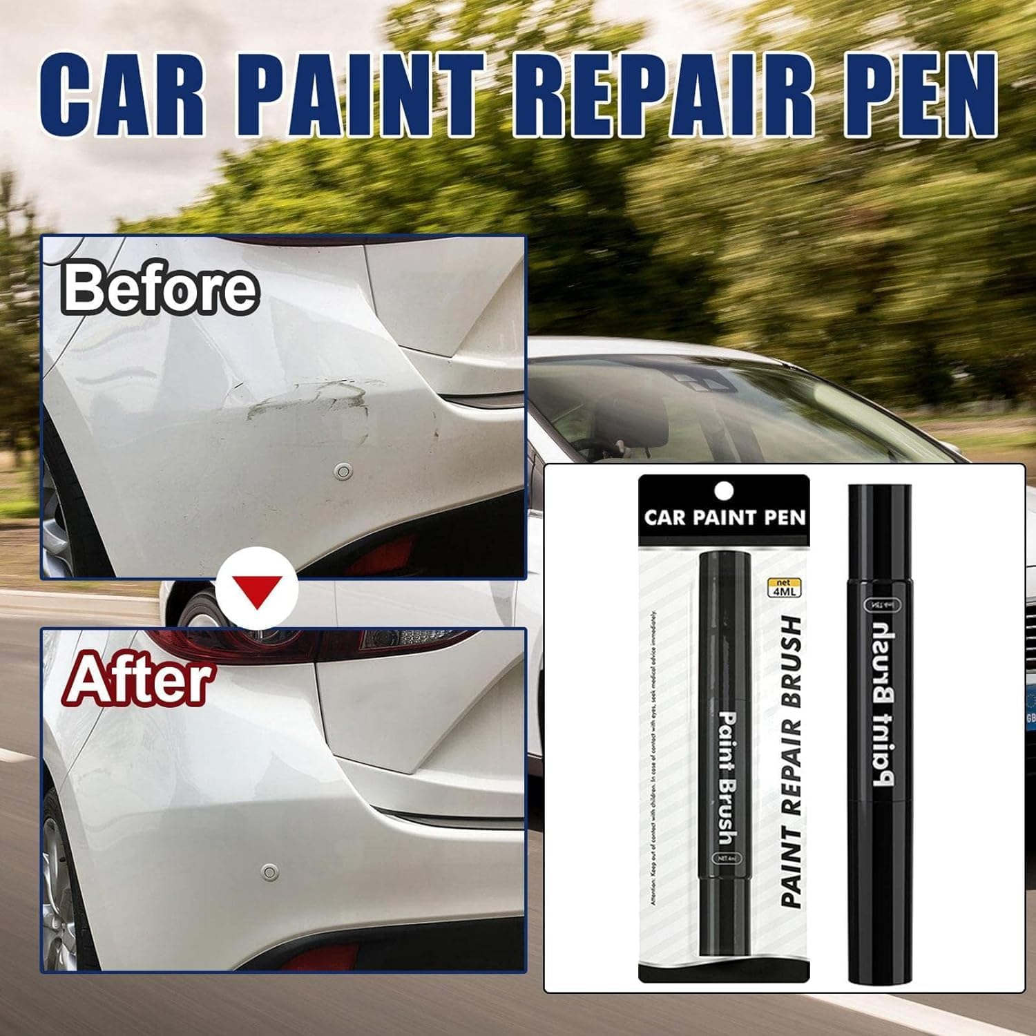 2PCS Car Touch up Pen Paint Scratch Repair with Polish Pen Wheel Fill Paint Pen Black/White/Multi-Color Optional for Various Cars Paint and Rim Repair image number 6