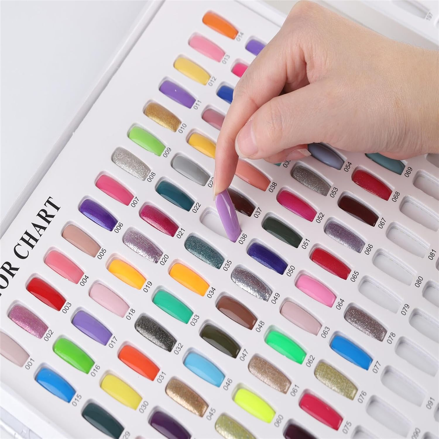 Acycoin2A Professional 216 Nail Colors Chart Dip Powder Card with 240 Tips and Nail Polish Number Sticker Label (Black)