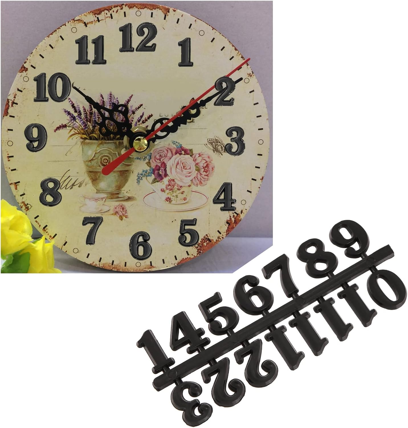 SING F LTD 12Pcs Clock Numerals Kit Clock Numerals Accessories Roman Numerals Arabic Number in Black Silver Gold DIY Digital Clock Numbers for Home Art Decor image number 4