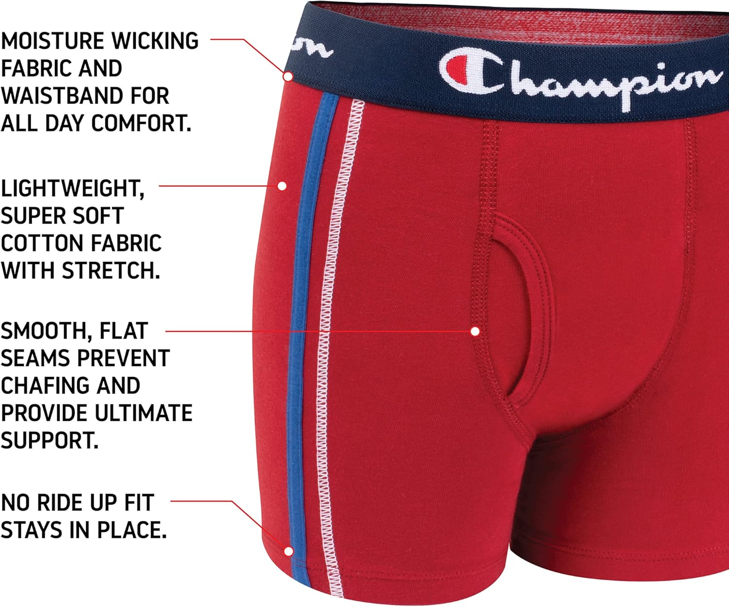 Champion Boys' Underwear, Cotton Stretch Boxer Briefs, Moisture-Wicking, Assorted 4-Pack image number 3