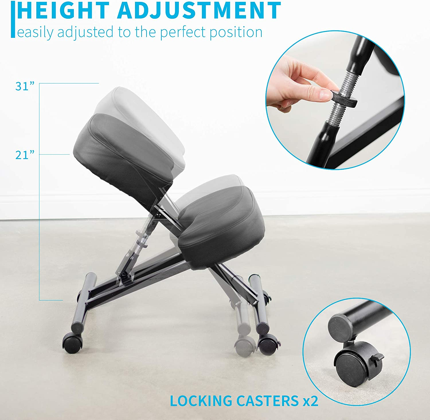 DRAGONN Ergonomic Kneeling Chair, Adjustable Stool for Home and Office - Improve Your Posture with an Angled Seat - Thick Comfortable Cushions image number 1