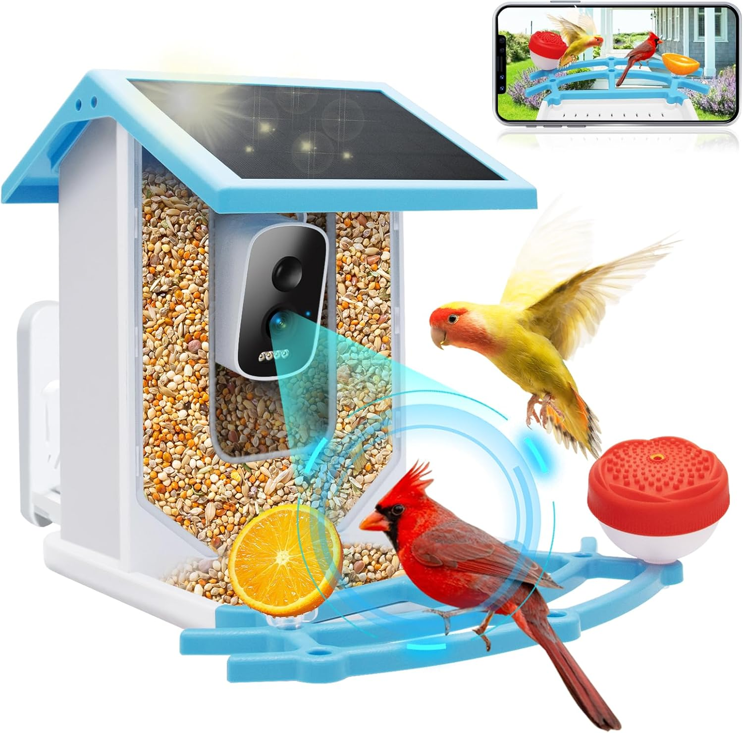 Smart Bird Feeder with Camera, 2.5L 4K HD AI Identification Bird Watching Camera with Solar Powered, Ideal Gift for Mom image number 5