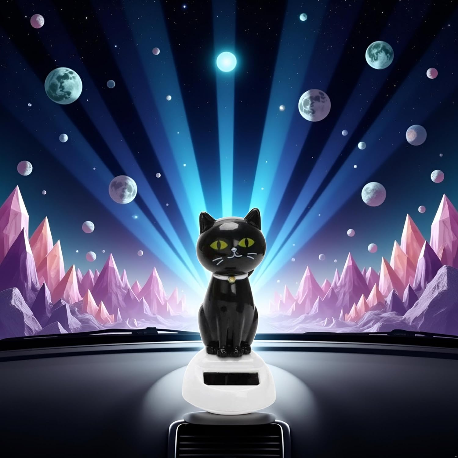 Solar Cat Toy Doll Dancing Cat Figure Car Ornament,Dancing Toys Ornaments Solar Powered Car Dashboard Interior Decoration Desktop Decor Kids Gift Window Party Car Desk Home image number 1