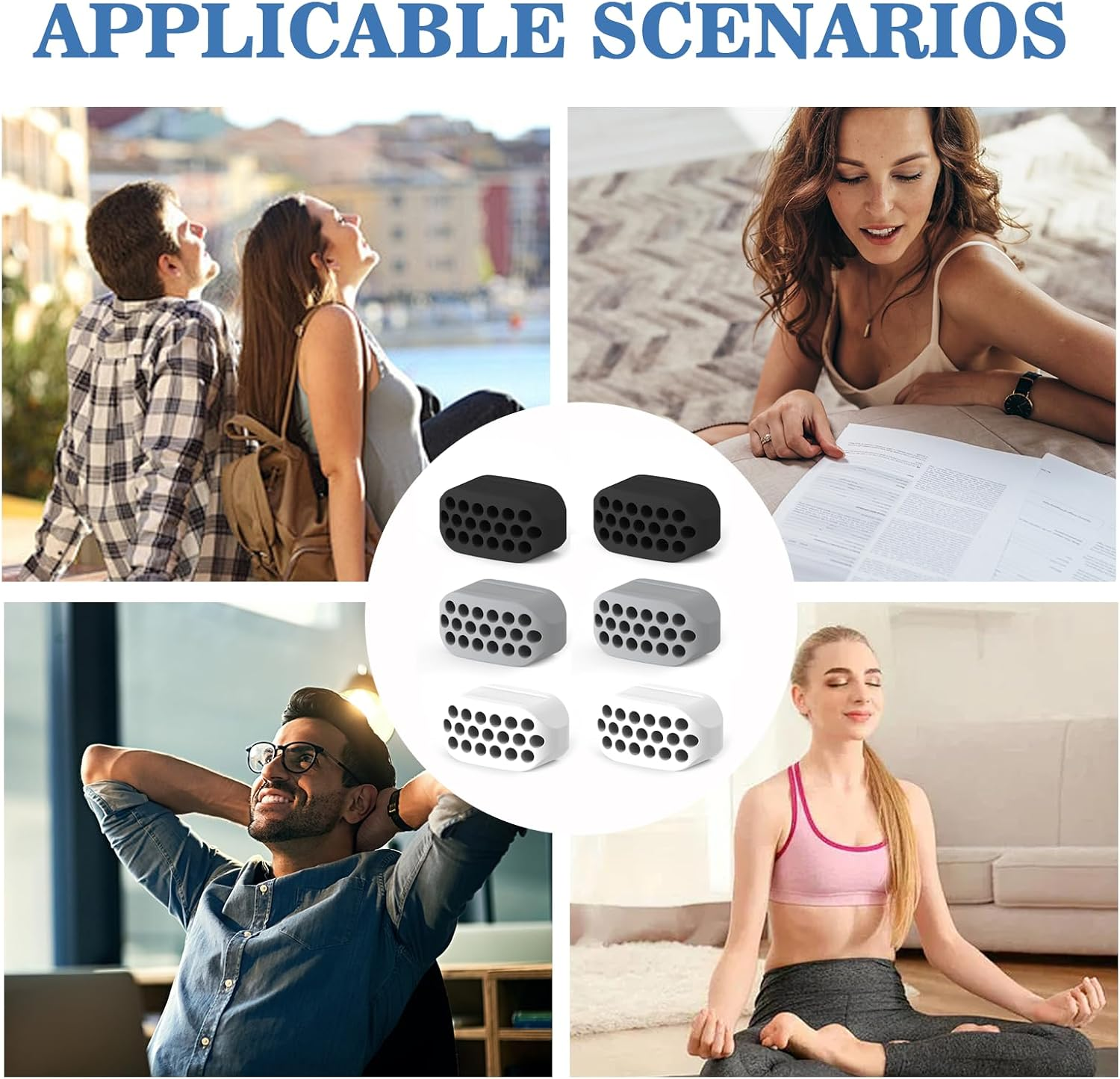 Ozgrove 6 Pcs Jawline Exerciser for Men and Women, BPA Free Silicone Facial Muscle Toning Jaw Trainer, Double Chin Breathing Exercise Device for Beginner Sculpting Face and Neck