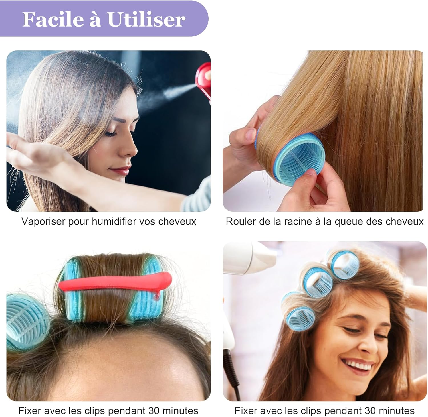 Set of 32 Hair Rollers, 18 Pieces Self-Gripping Hair Rollers with 12 Clips and 2 Combs, Large Hair Curlers for Long, Medium, Short Hair image number 1