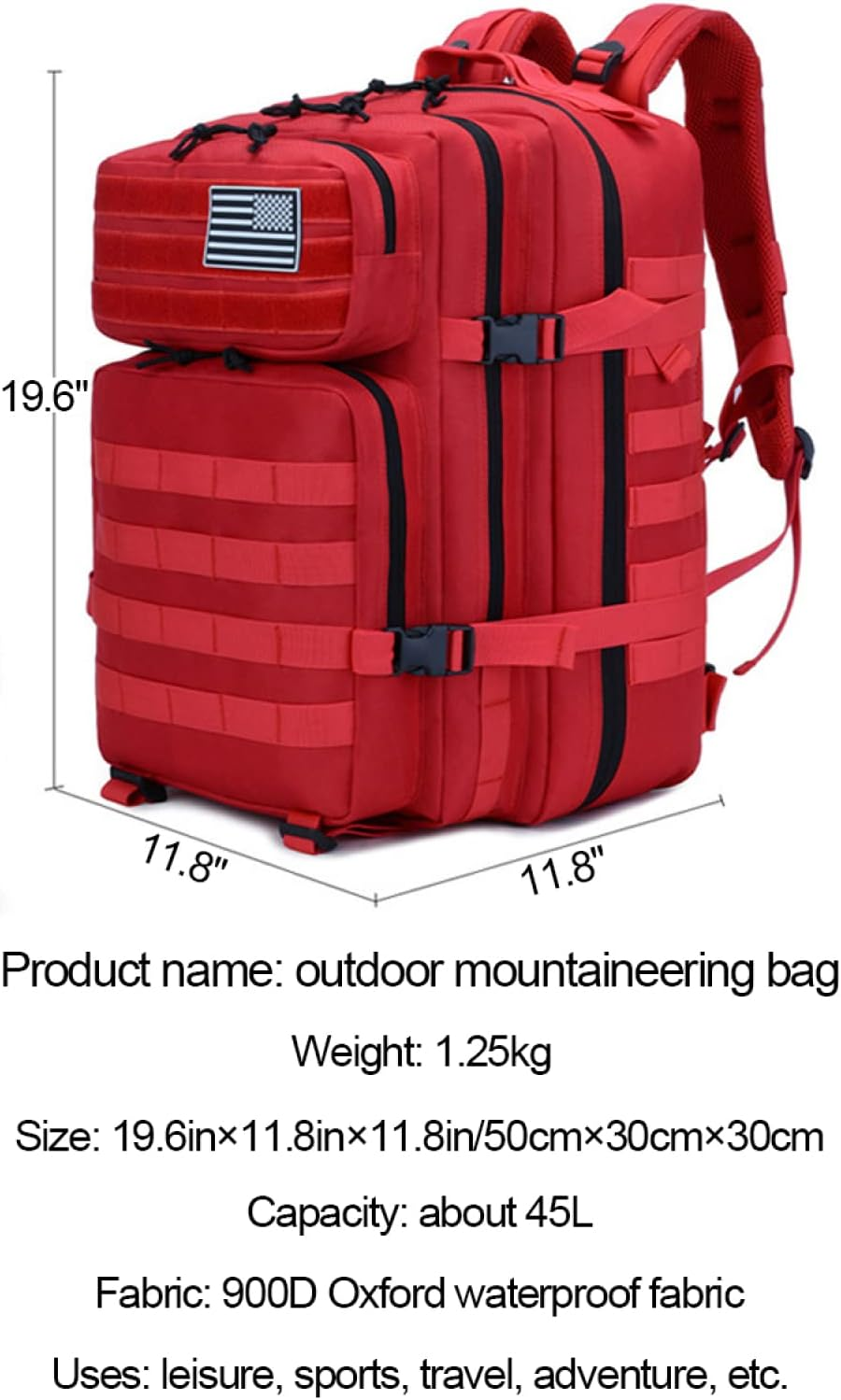 Camping Hiking Backpacks 45L,Tactical Backpack Large 3 Days Tactical Backpack Heavy Duty Backpack Molle Army Assault Pack for Hunting Trekking Camping Other Outdoor Activities,Purple - Acu image number 4