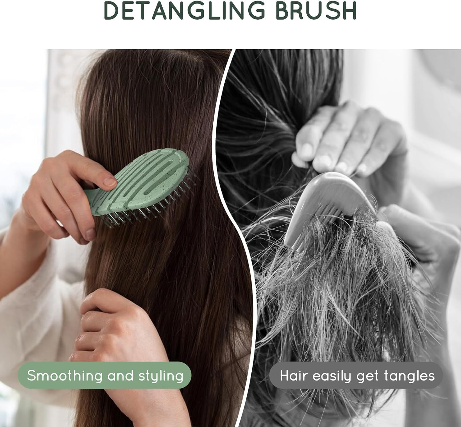 Detangler Hairbrush, Vented Detangling Brush for Straight, Wavy,Curly and Fine Hair, Dry and Wet, Quick Smoothing for Women and Men, Eco-Friendly & Sustainable Material (Green) image number 6