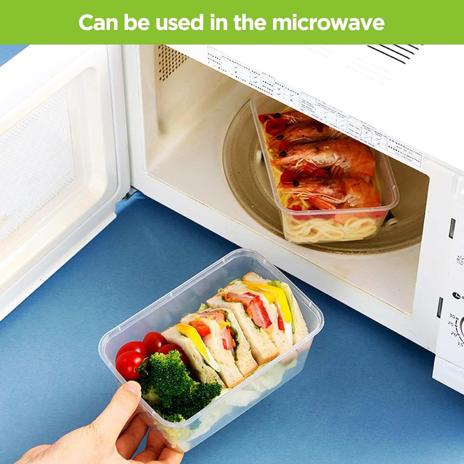 100 Pack Plastic Food Containers Disposable with Lids, 650Ml, 17Cm X 11.5Cm X 4.9Cm, Microwave, Freezer Safe, Thickened Stackable Meal Prep Containers - Clear, Bpa-Free Food Containers for Storage image number 4