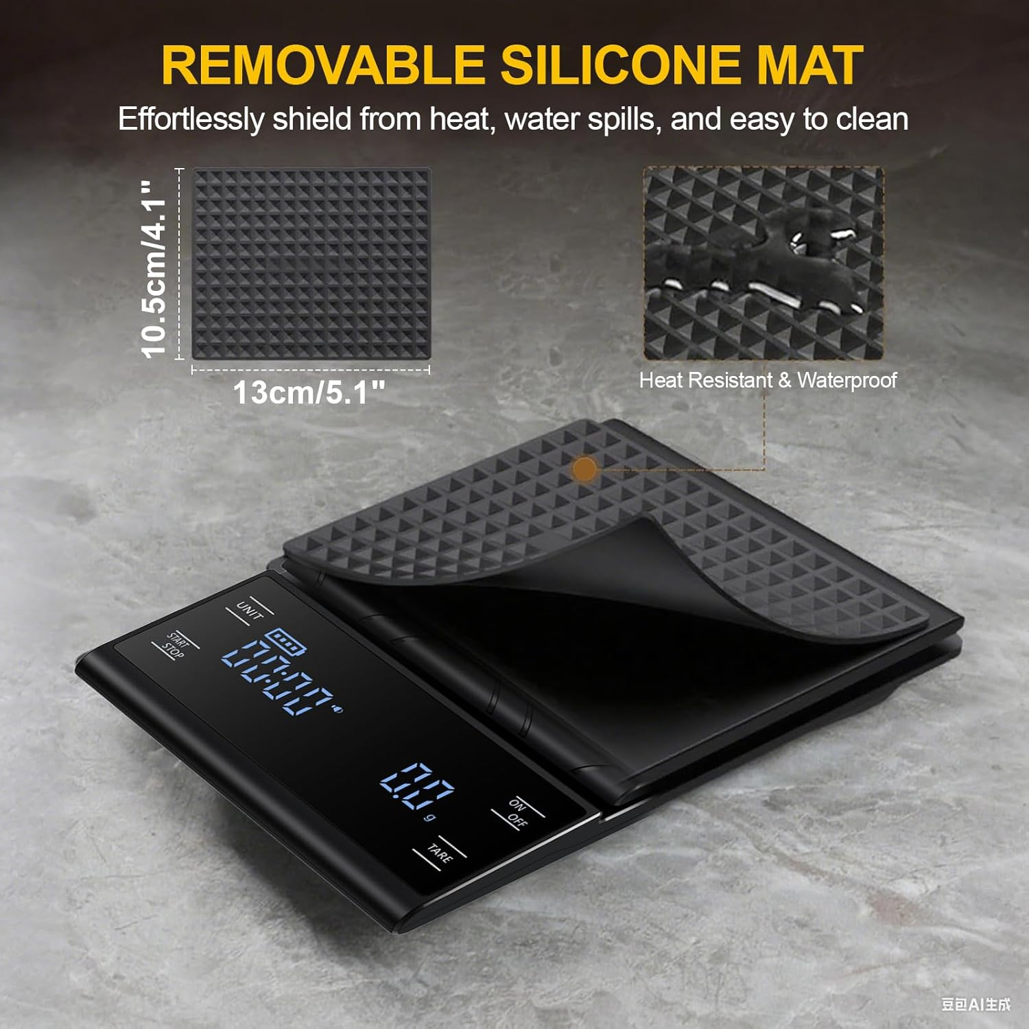 Coffee Scale with Timer, 3Kg/0.1G High Precision Espresso Scale, Pour over Coffee Scale, with 3 Units, LED Display, Silicone Cover, Drip Espresso Scale for Baking image number 4