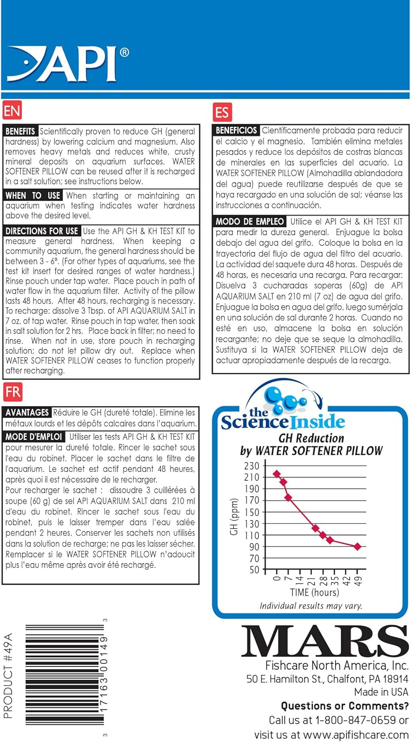 API Water Softener Pillow Aquarium Canister Filter Filtration Pouch 1-Count Bag image number 1