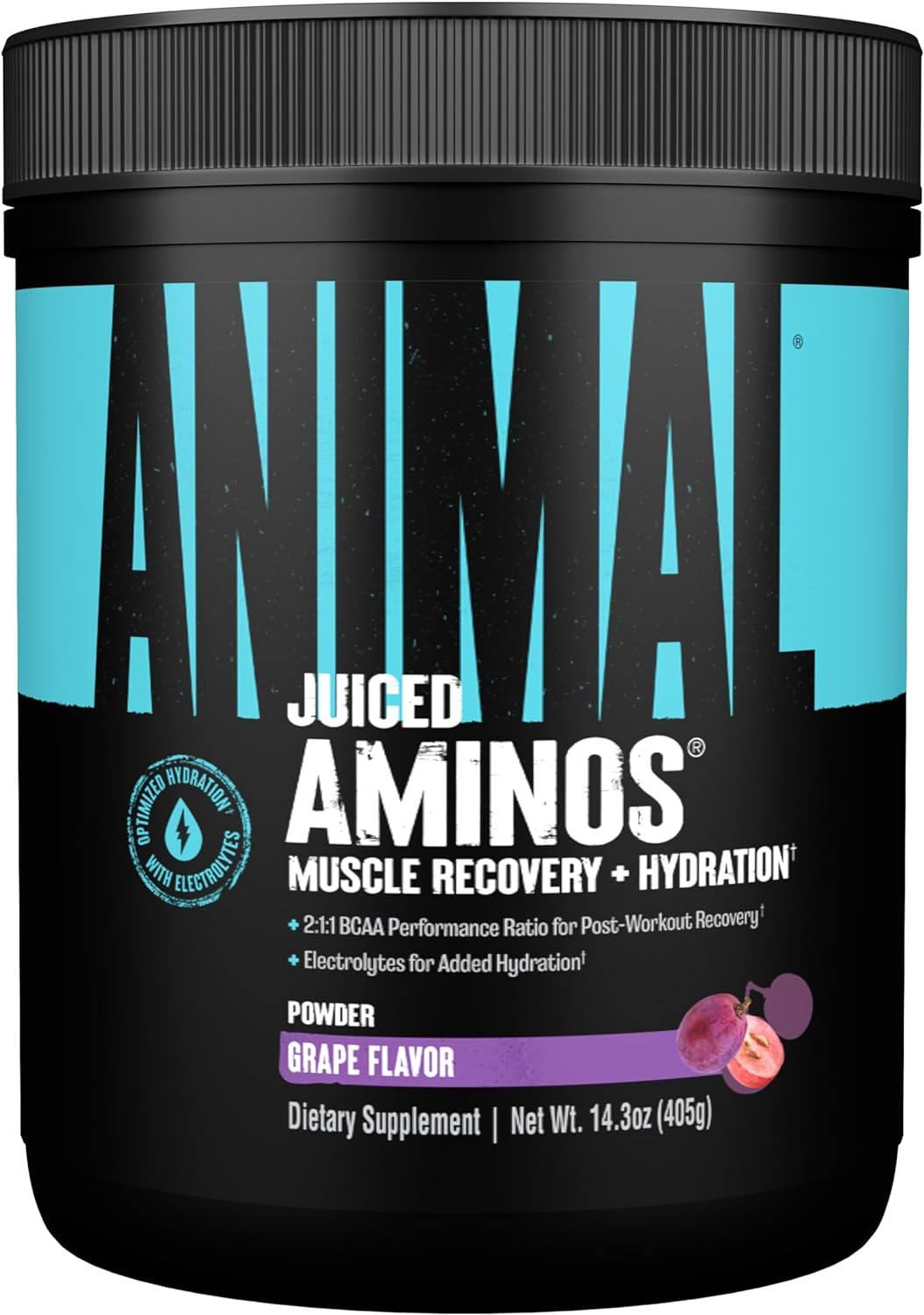 Universal Nutrition Animal Juiced Aminos Enhanced BCAA and EAA Instantized Amino Acid Supplement, Grape, 30 Count