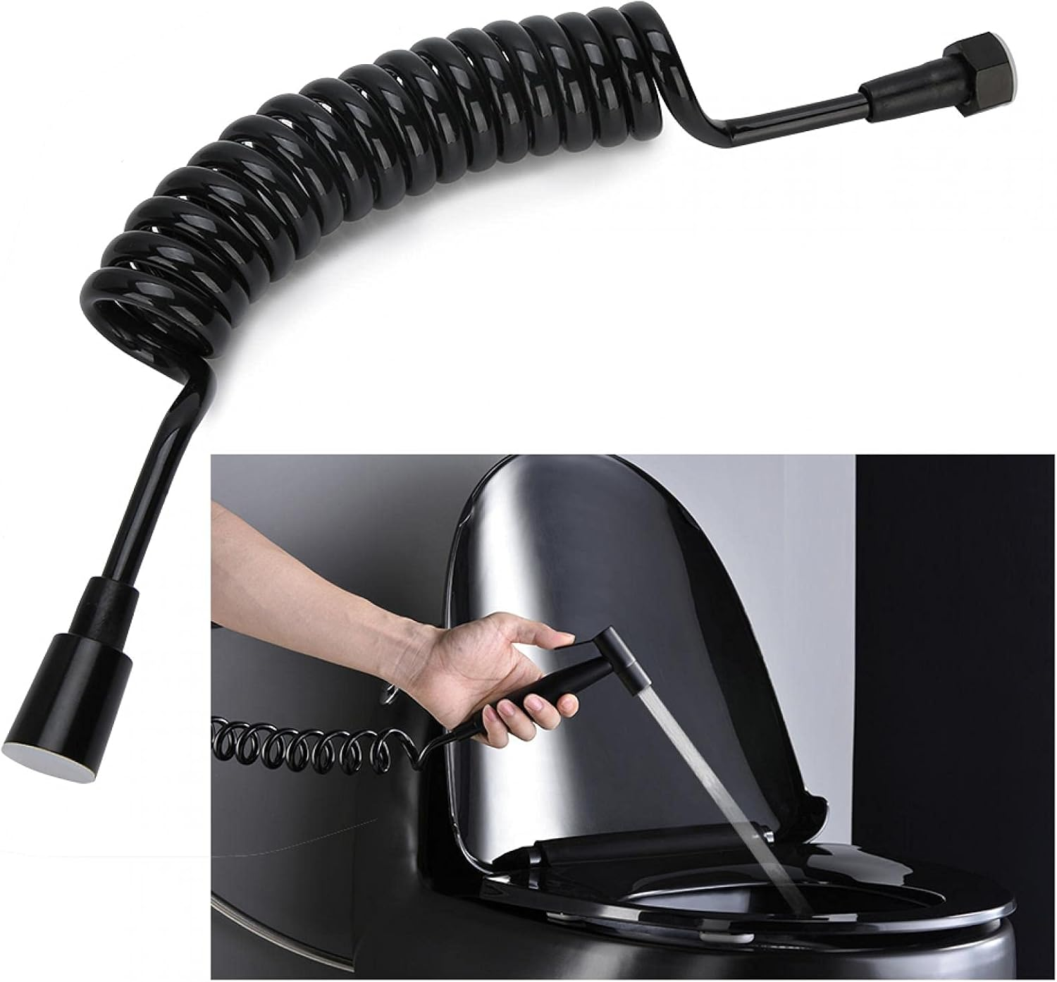 Shower Hose, 2M Flexible Telescopic Sprayer Expandable Extension Tubing Handheld Showerhead Attachment Adapters Bathtub Replacement Tube Toilet Pipe for Outdoor Indoor Washing Hair Baby Bathing Washer