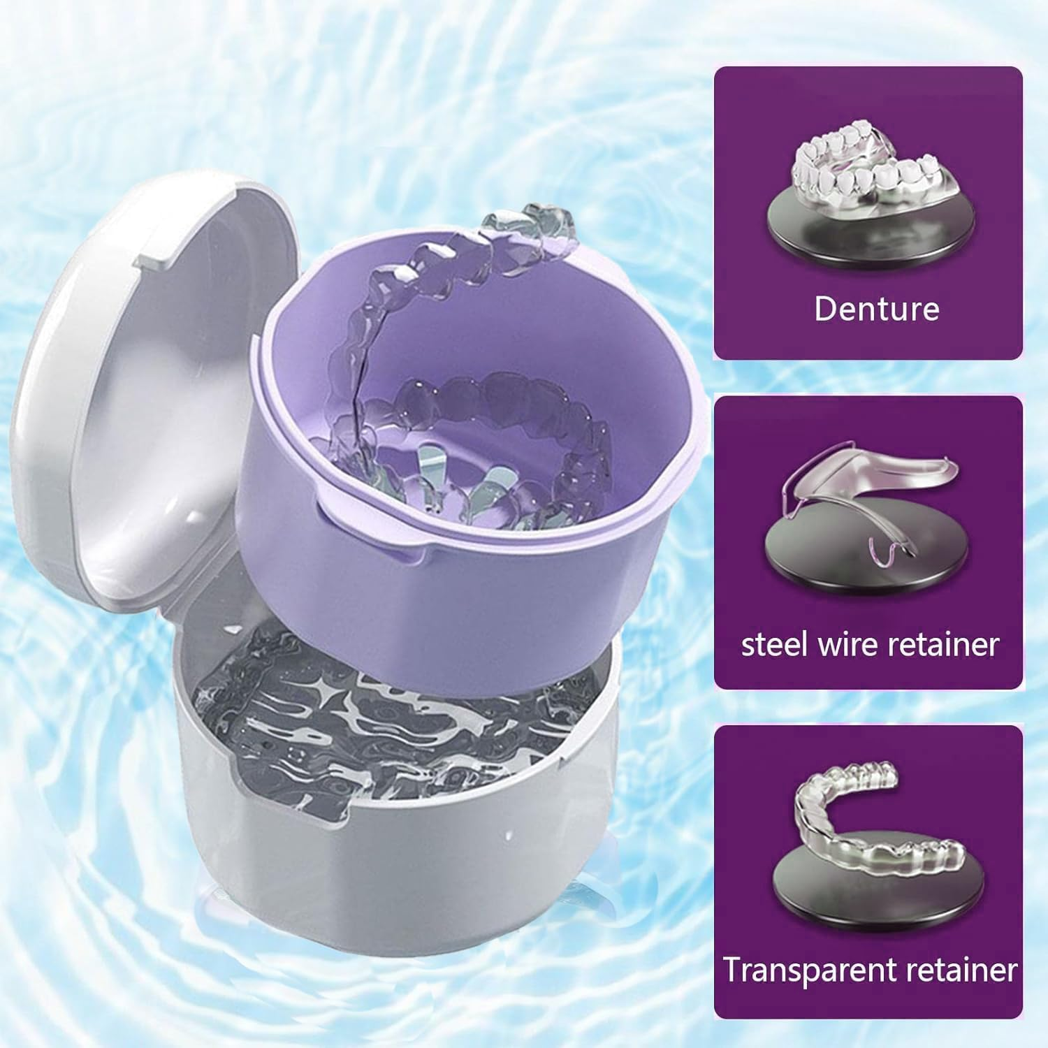 Denture Case Denture Cup Denture Bath Box, 1Pc Denture Cup Retainer Cleaning Case Denture Soaking Container,Denture Case Dentures Box Denture Brush Retainer Case Denture Cup Dentures Container,White - White image number 3
