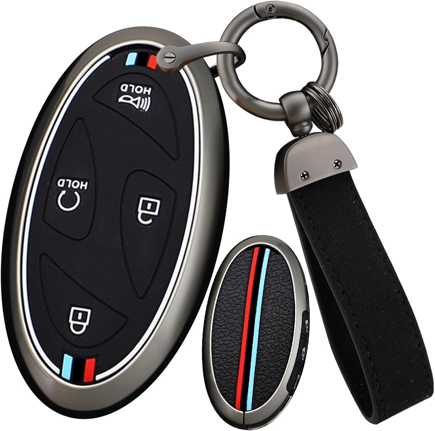 Ontto Key Cover Fit for Hyundai 5-Button Key Fob,Metal Frame Key Shell Soft Silicone Key Case