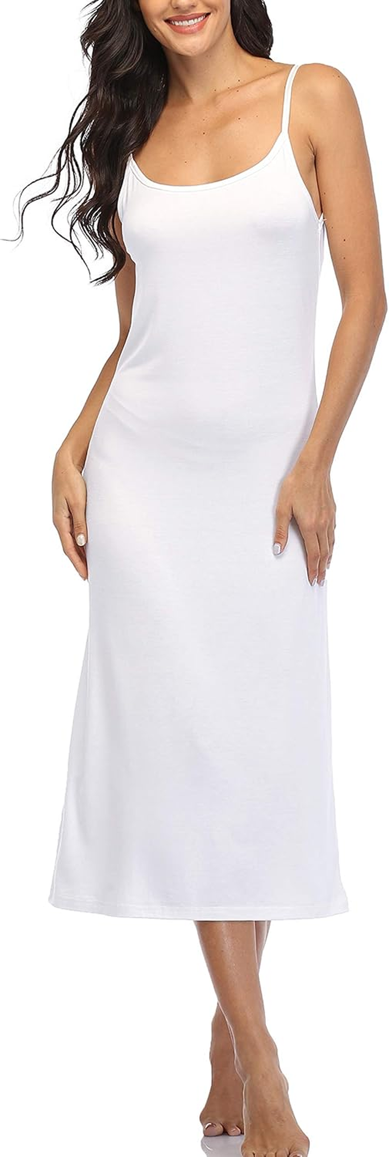 Summienlink Women'S Full Slip for under Dresses Sexy Long Sleeveless Nightgown Cami Dress