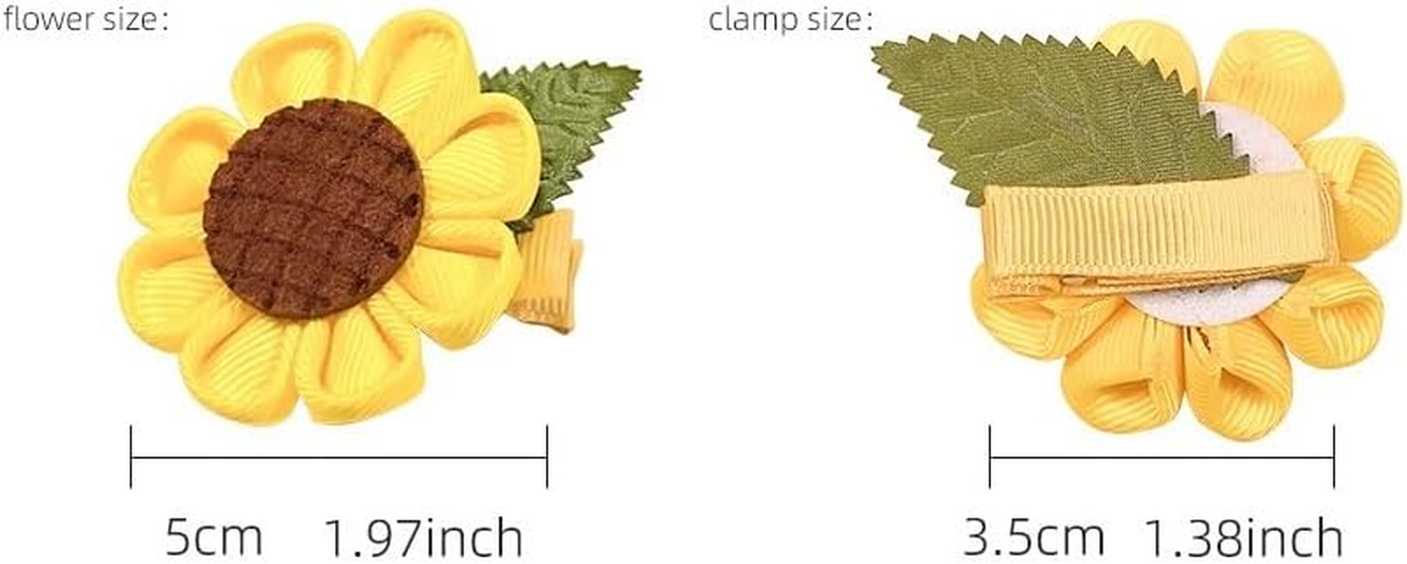 2 Pairs of Sunflower Hair Clips Cute Hair Accessories Flower Hair Barrettes Hairpin Accessories Spring Summer Wedding Birthday Decor (MC3412, 5 * 3.5CM)