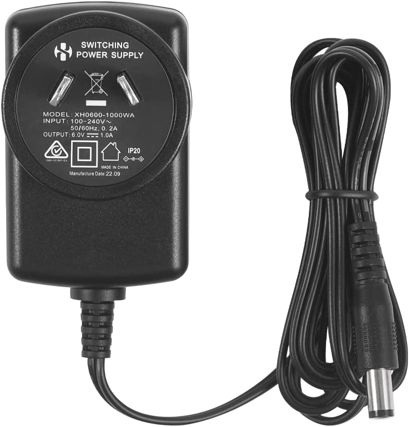 AC to DC 6V 1A Power Supply Adapter, Plug 5.5Mm X 2.1Mm, with 3.5Mm X 1.35Mm and 4.0Mm X 1.7Mm Connector Tips, Center Positive image number 1