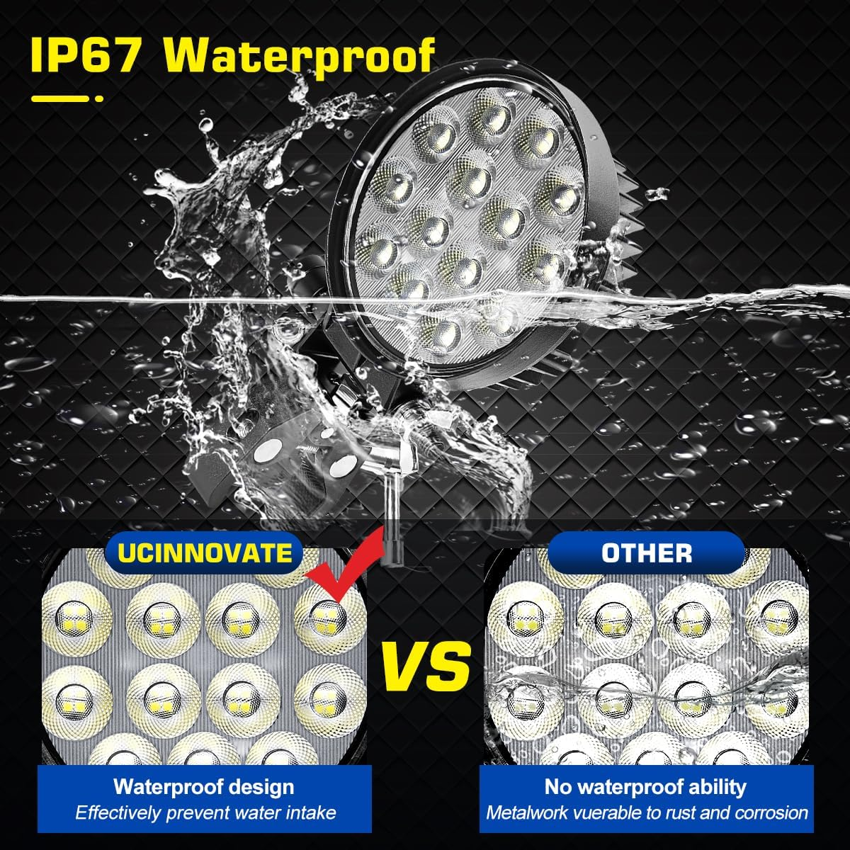 Portable LED Boat Spotlight with Mounting Clamp, 2 Way Power Super Bright LED Work Light 12V Marine Spot Lights for Boats Fishing, Battery Clamps/Cigarette Lighter Power Headlights for Camp Truck RV image number 2