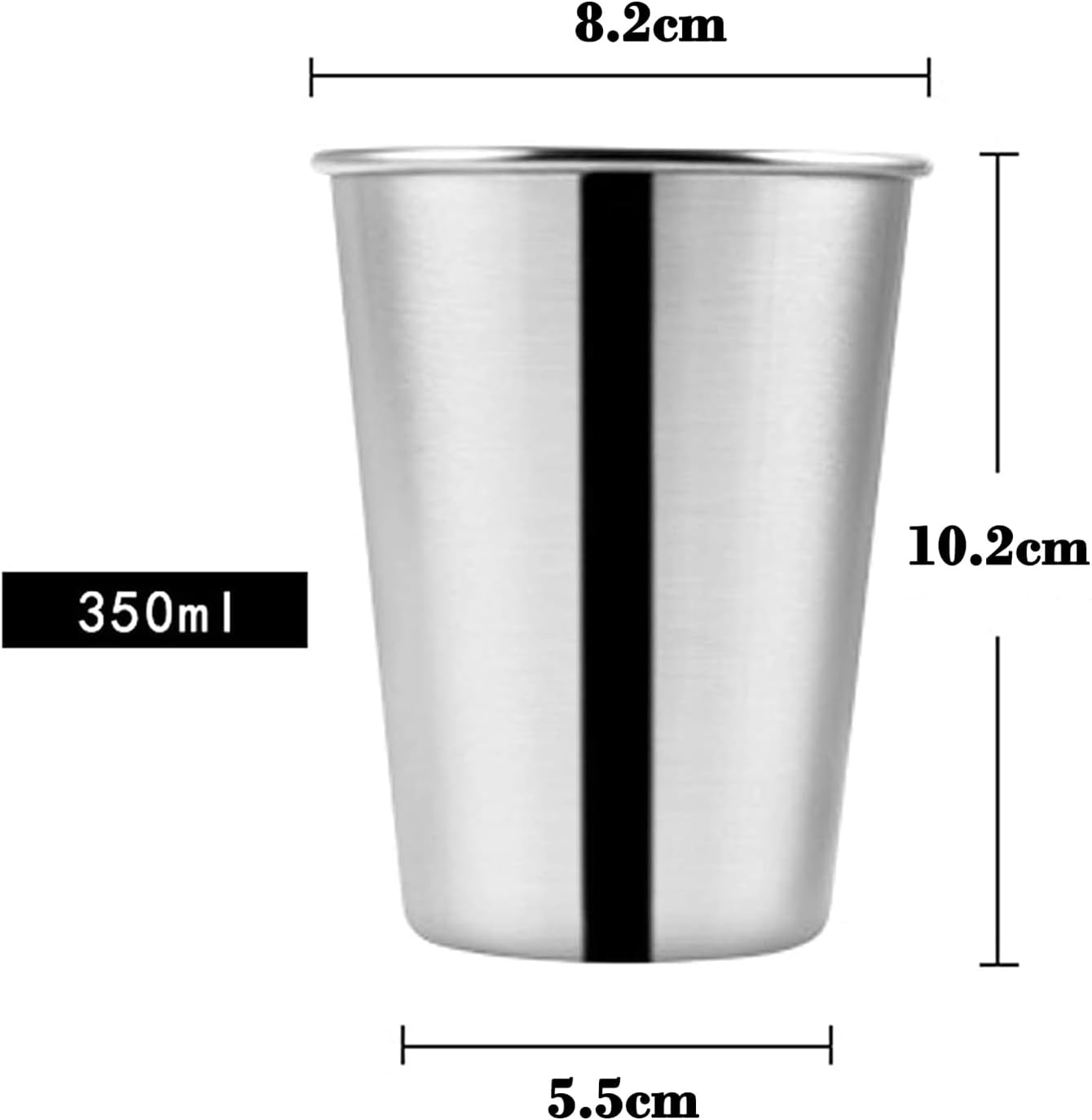 Pack of 2 Stainless Steel Mugs, Stackable Stainless Steel Water Cup, Suitable for Family, Camping, Picnic, Travel, Barbecue, Hiking Etc. (350 Ml) image number 5
