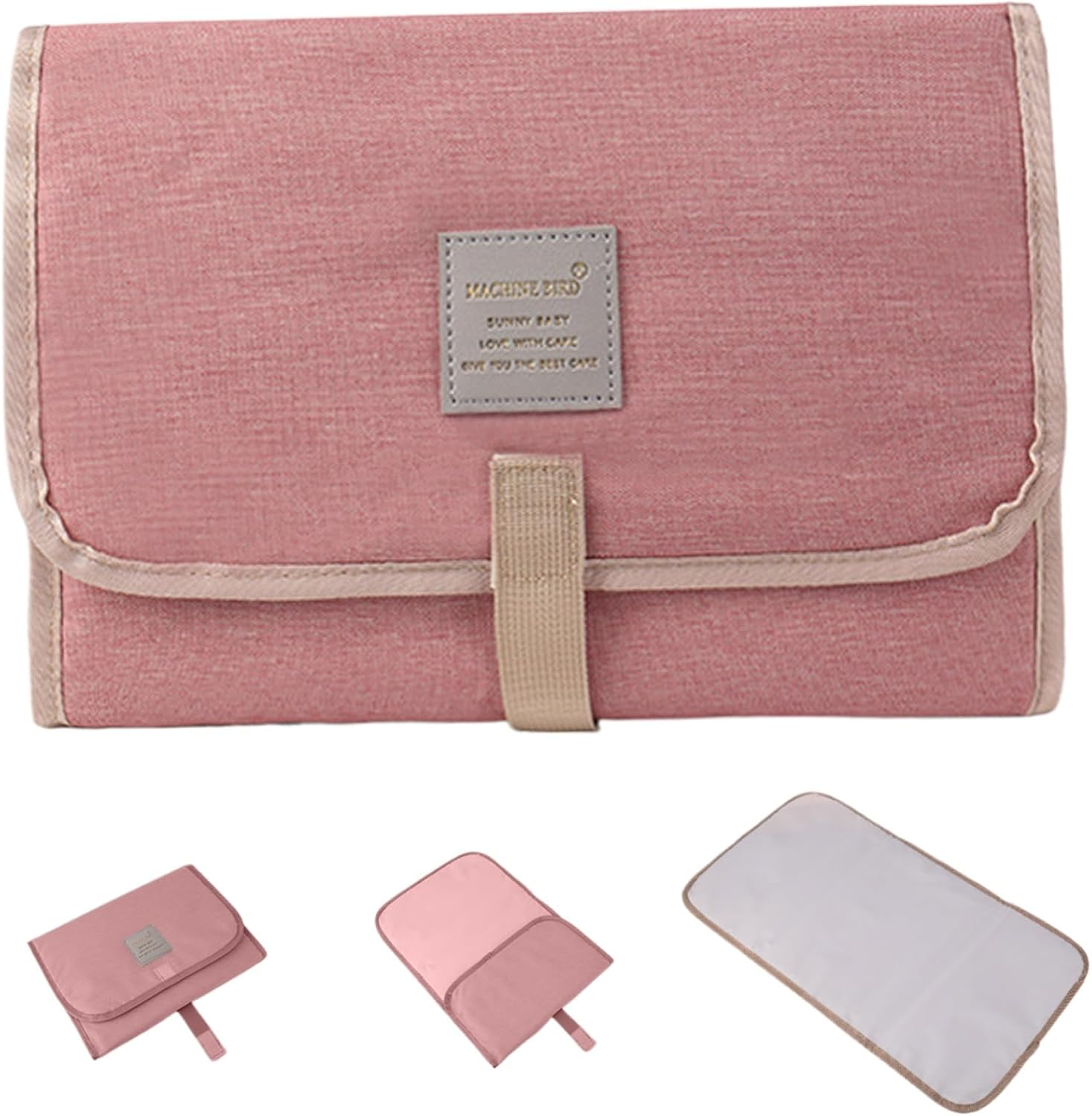 Full Body Portable Changing Pad, Baby Diaper Changing Mat Made Easy to Wipe Changing Pad for Travel or at Home Use, Lightweight and Foldable Mat That Perfectly Fits into Any Diaper Bag (Pink) - Black image number 3