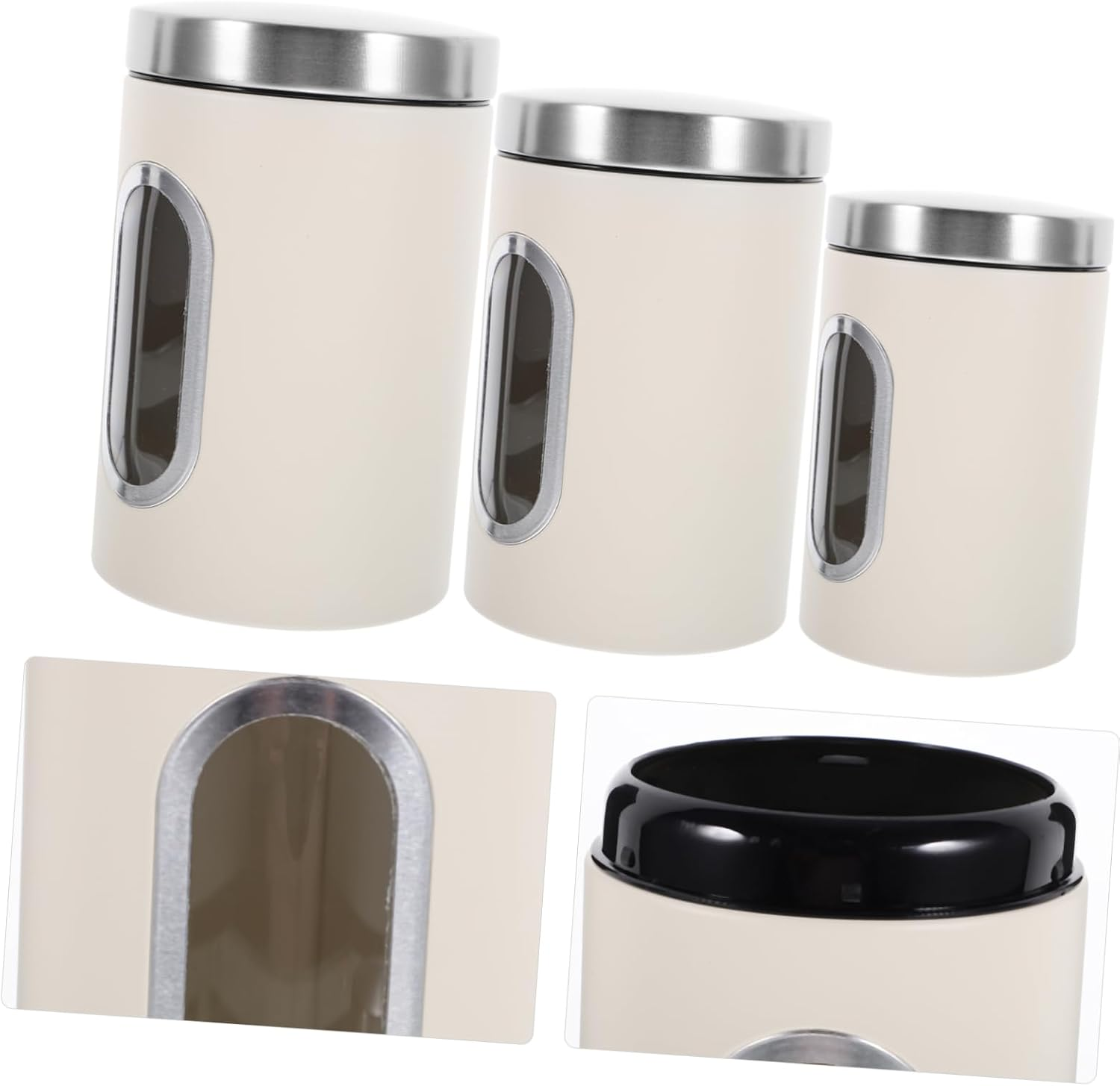 MAGICLULU Airtight Stainless Steel Tea Canisters Set, 3Pcs Loose Tea Leaf Organizer with Lids, Food Storage Jars for Coffee Beans and Kitchen Pantry, Small Metal Storage Containers for Home Use image number 5