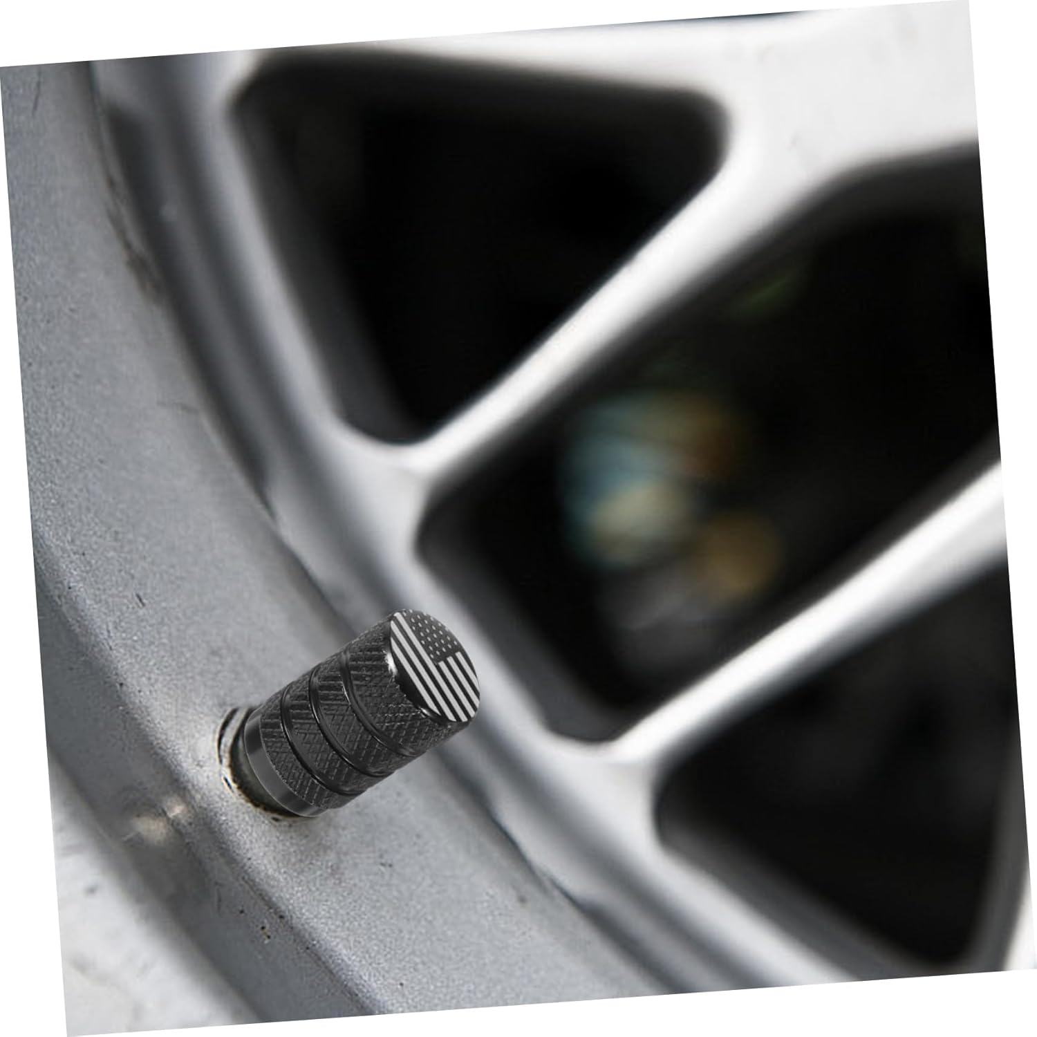 Sosoport 4Pcs Aluminum Alloy Car Tyre Valve Caps Set Black Sturdy Metal Tire Air Stem Covers Automotive Dust Protection Accessories for Cars and Trucks image number 2