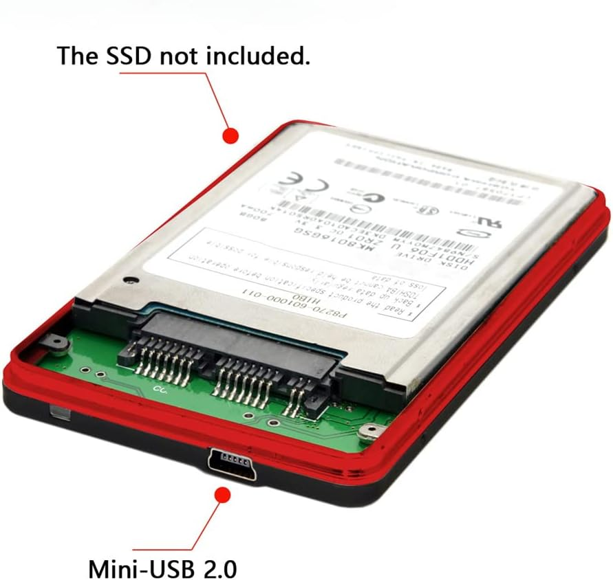 NFHK USB2.0 480Mbps to 1.8 Inch Micro SATA 16Pin 7+9 SSD HDD External Hard Disk Enclosure - White image number 6