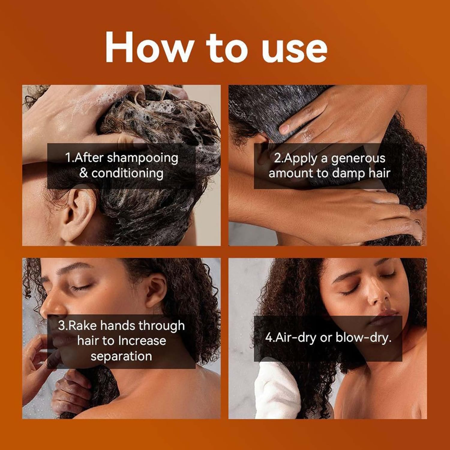 Black Castor Oil Curl Cream, Curl Defining Cream, Non-Sticky, Moisturises, Nourishes and Eliminates Frizz Hair, Curl Enhancer and Frizz Control for Curly Hair, 100 G image number 5