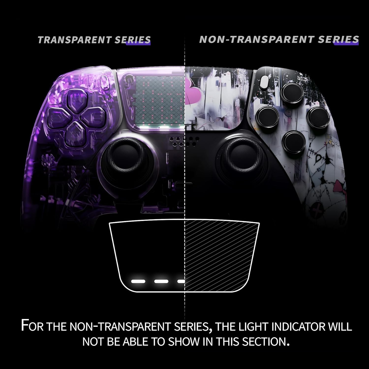 Extremerate Left Right Front Top Shell with Touchpad Compatible with Ps5 Edge Controller, Lovely Punky Bunny Replacement Faceplate Shell Custom Touch Pad Cover Compatible with Ps5 Edge Controller image number 4