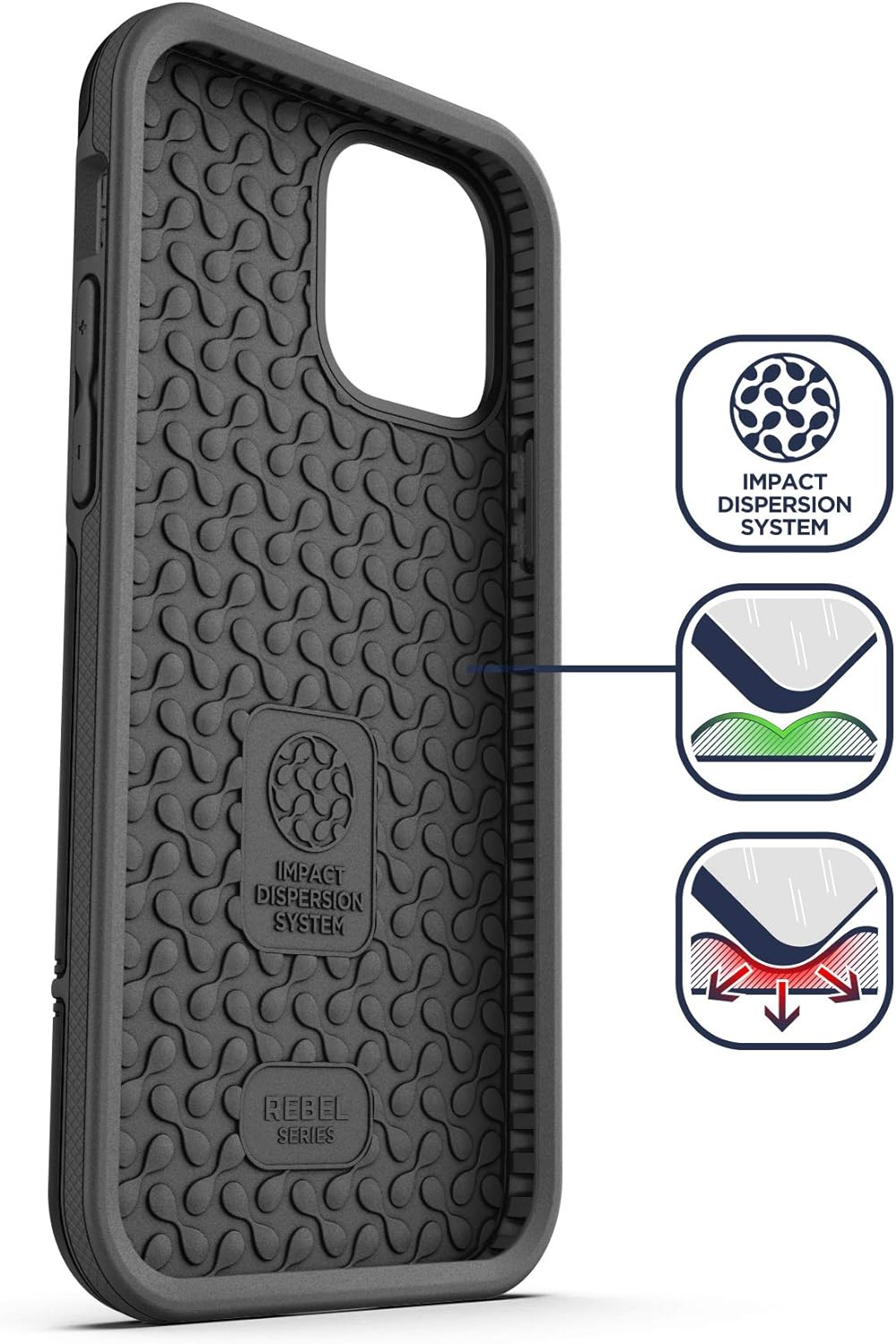 Encased Protective Iphone 12/Iphone 12 Pro Case (2020 Rebel Armor) Heavy Duty Full Body Rugged Cover - Black image number 6